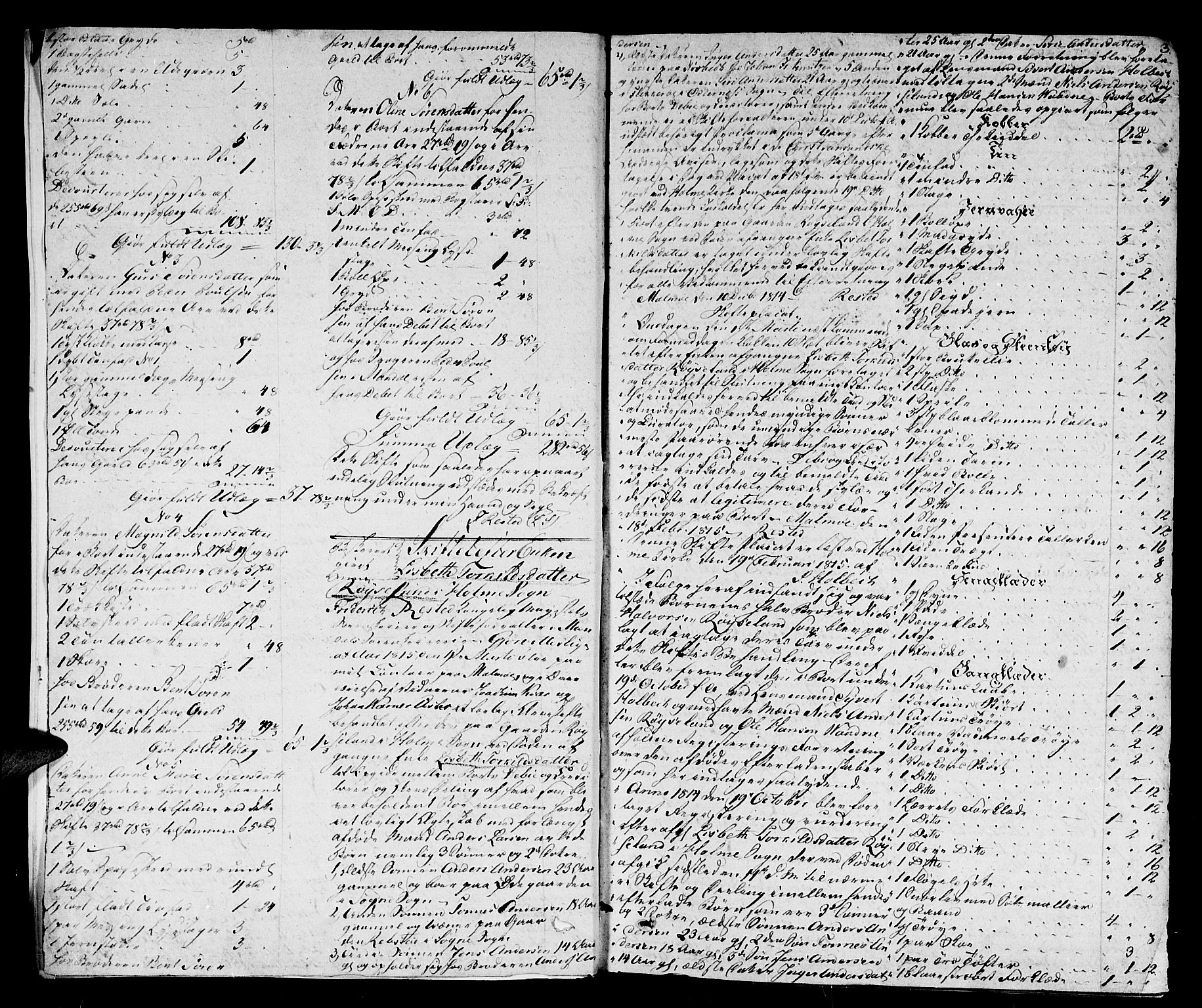 Mandal sorenskriveri, AV/SAK-1221-0005/001/H/Hc/L0039: Skifteprotokoll  med register nr 15a, 1815-1825, p. 2b-3a