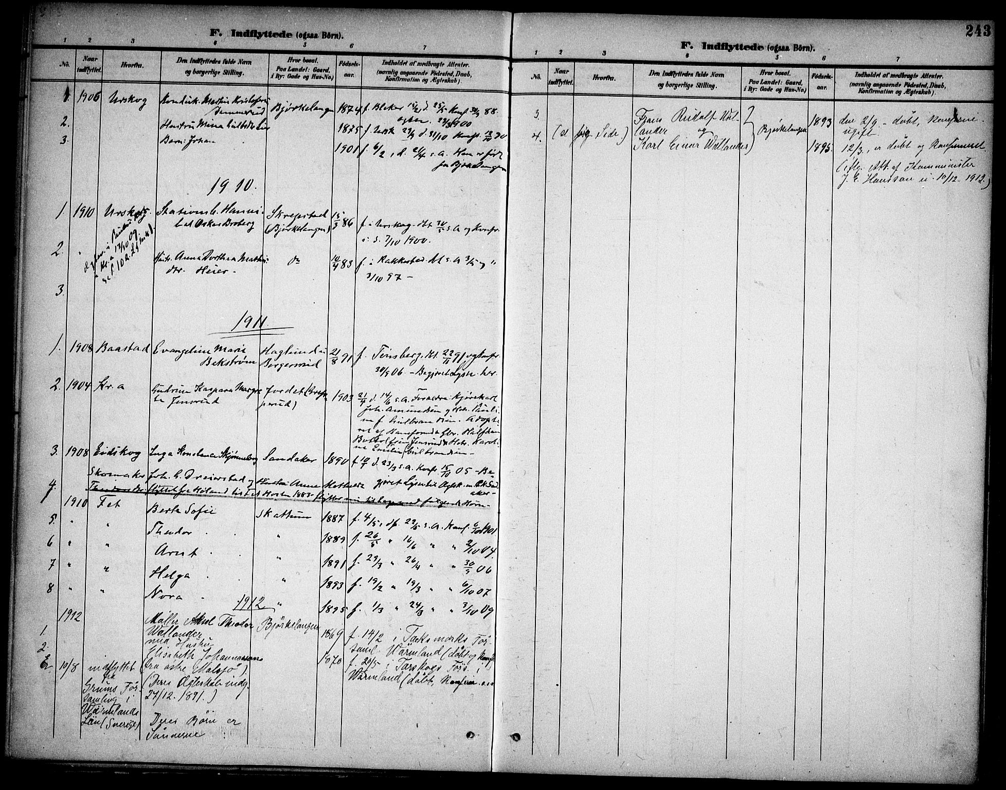 Høland prestekontor Kirkebøker, AV/SAO-A-10346a/F/Fa/L0015: Parish register (official) no. I 15, 1897-1912, p. 243