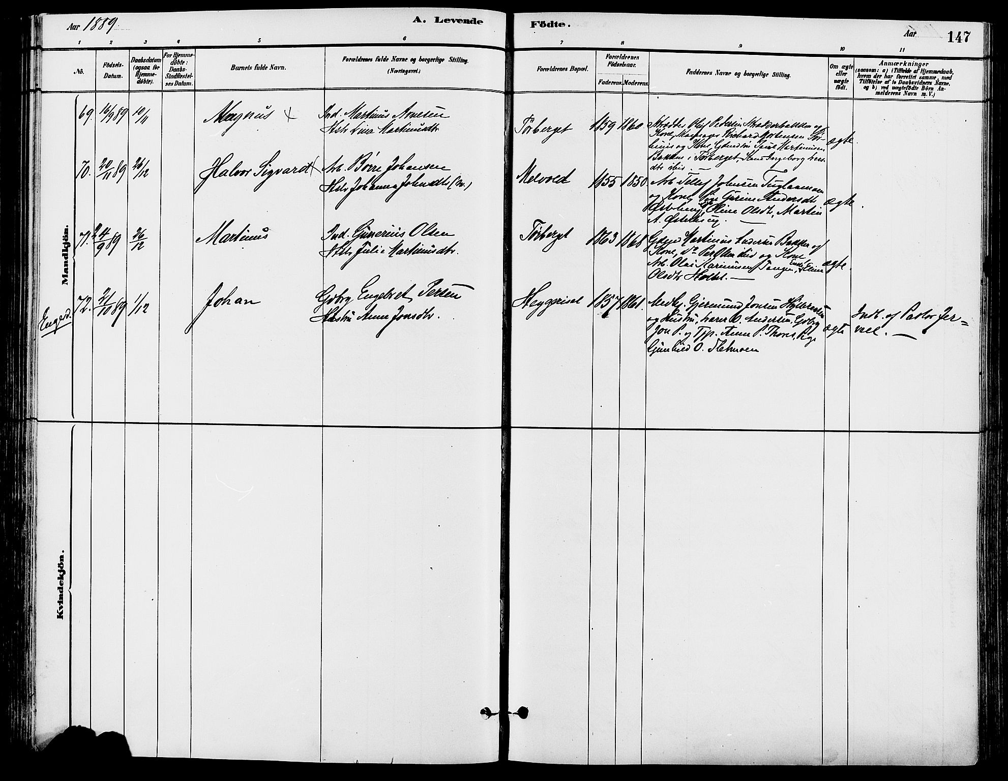 Trysil prestekontor, AV/SAH-PREST-046/H/Ha/Haa/L0008: Parish register (official) no. 8, 1881-1897, p. 147