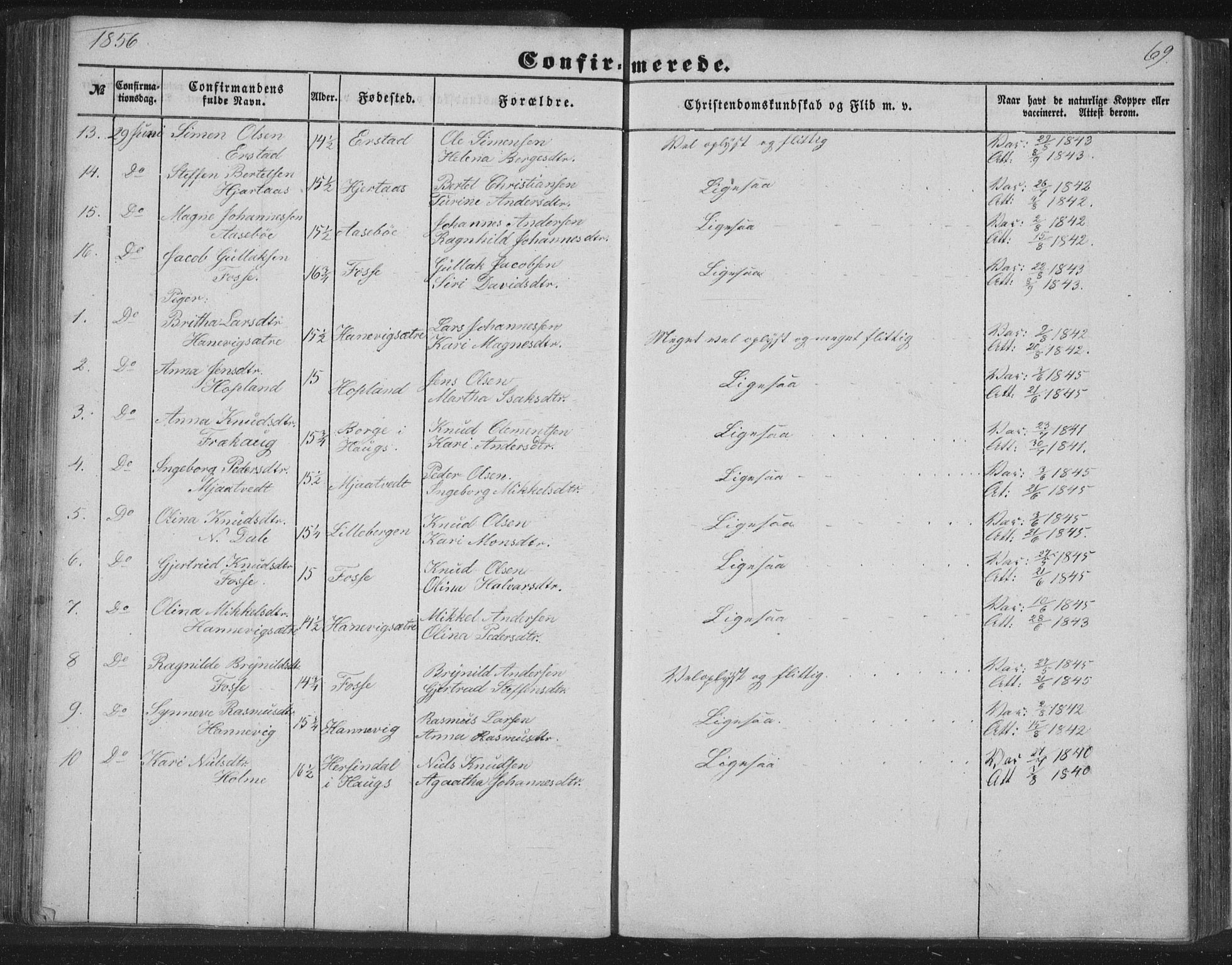 Alversund Sokneprestembete, AV/SAB-A-73901/H/Ha/Hab: Parish register (copy) no. C 1, 1851-1866, p. 69