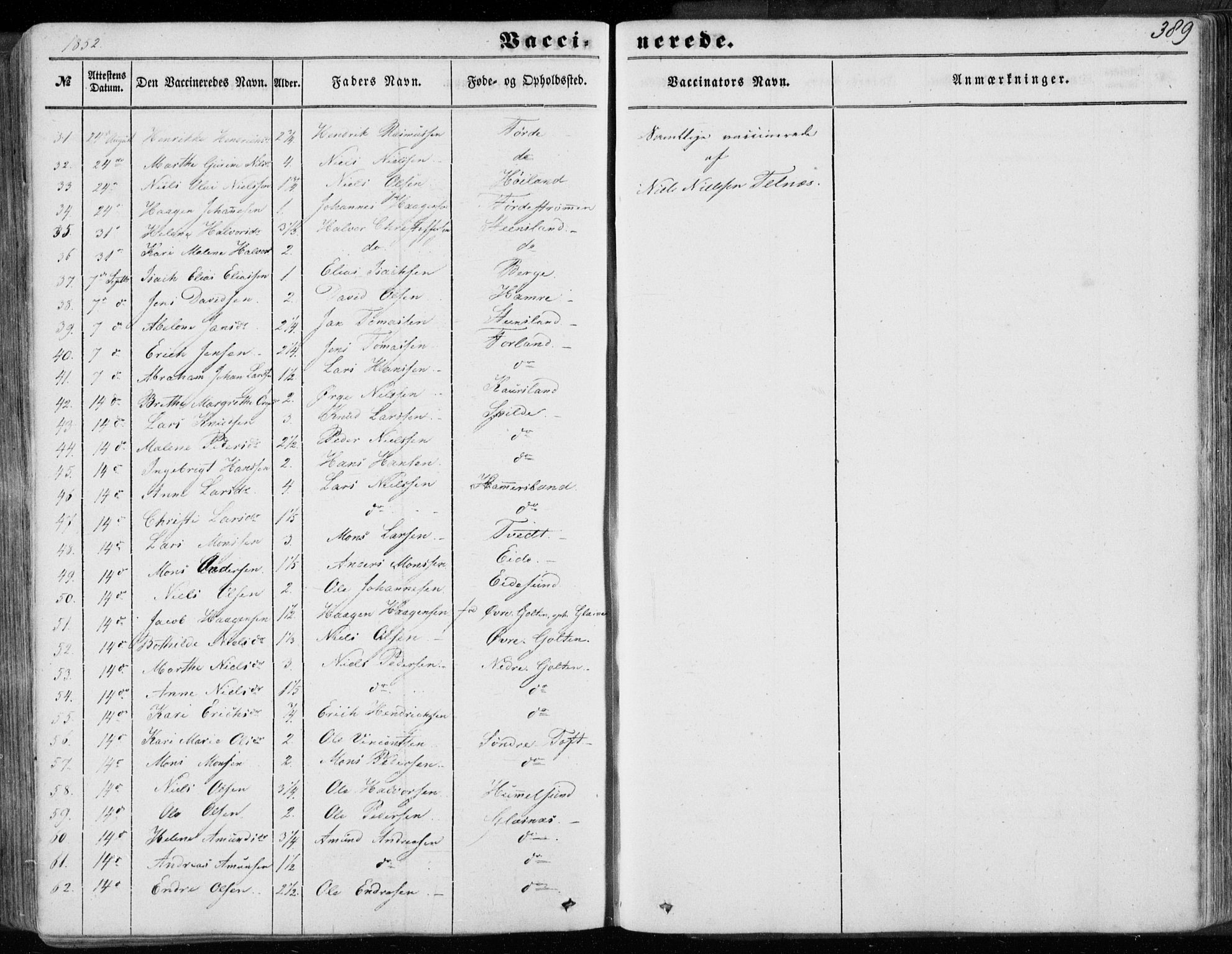 Sund sokneprestembete, AV/SAB-A-99930: Parish register (official) no. A 14, 1850-1866, p. 389