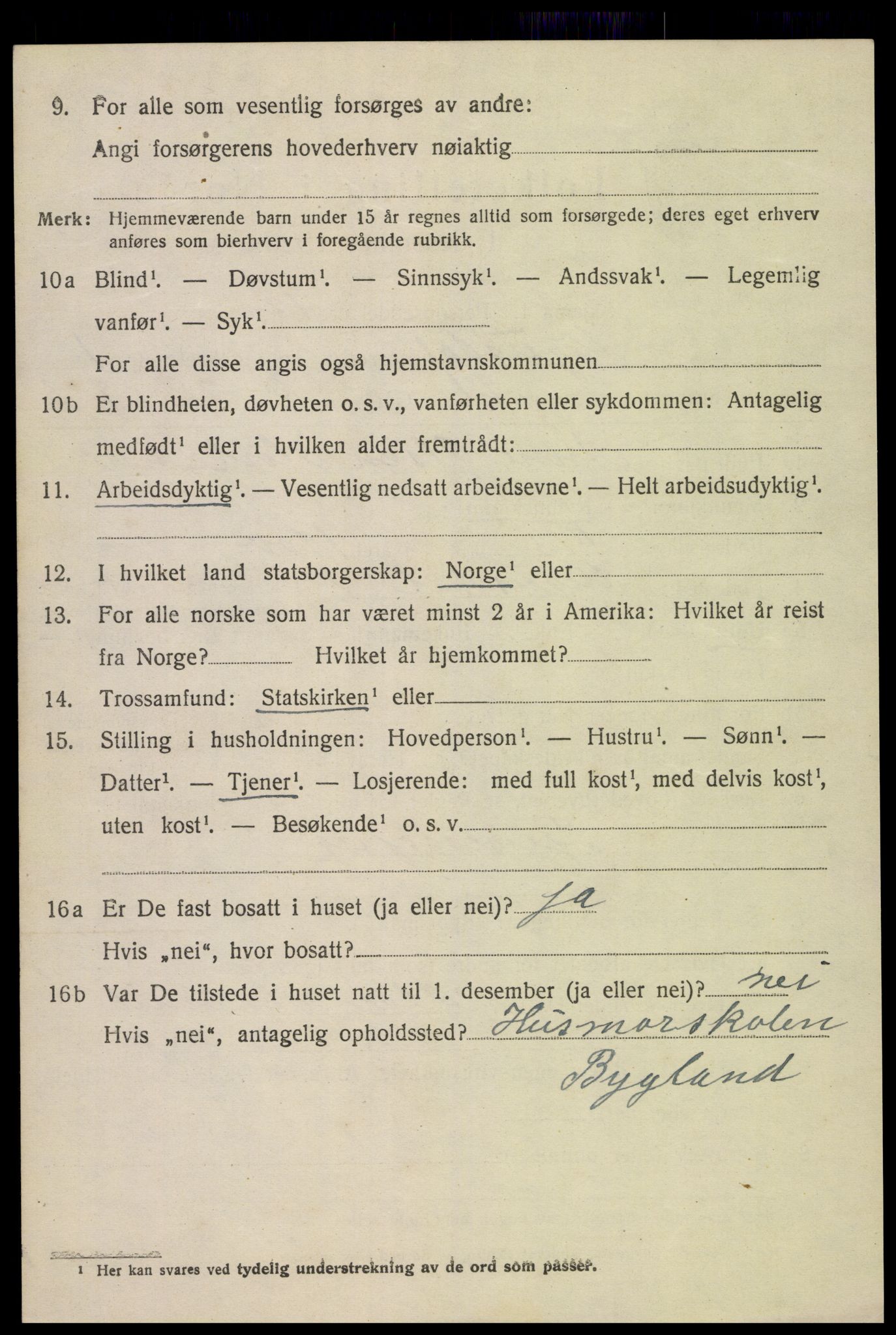 SAK, 1920 census for Vegusdal, 1920, p. 628