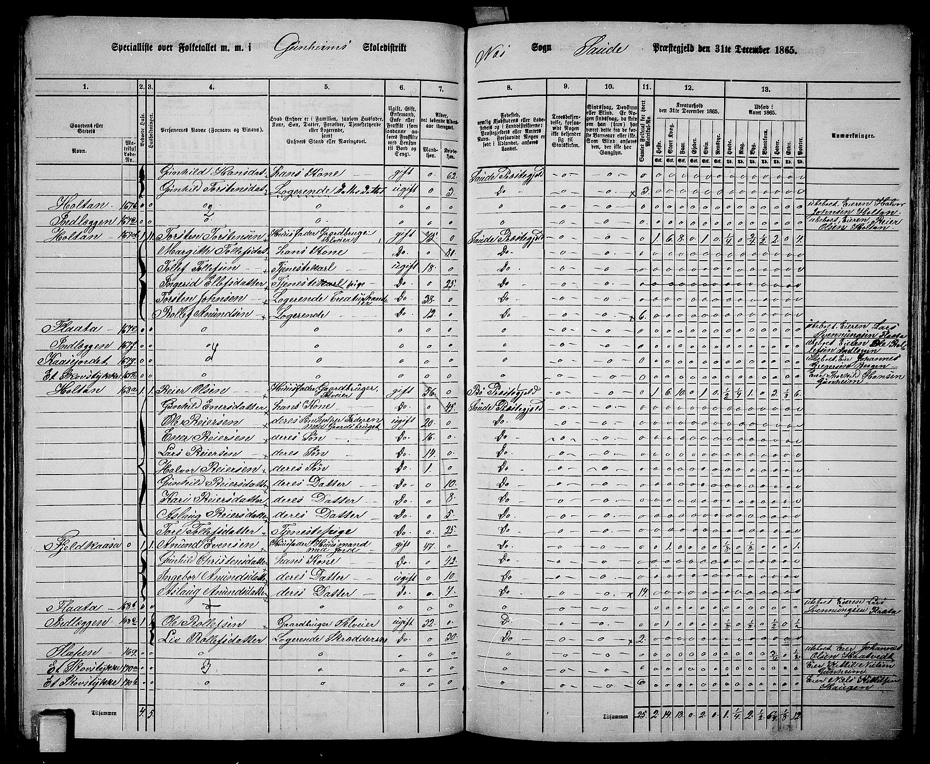 RA, 1865 census for Sauherad, 1865, p. 112