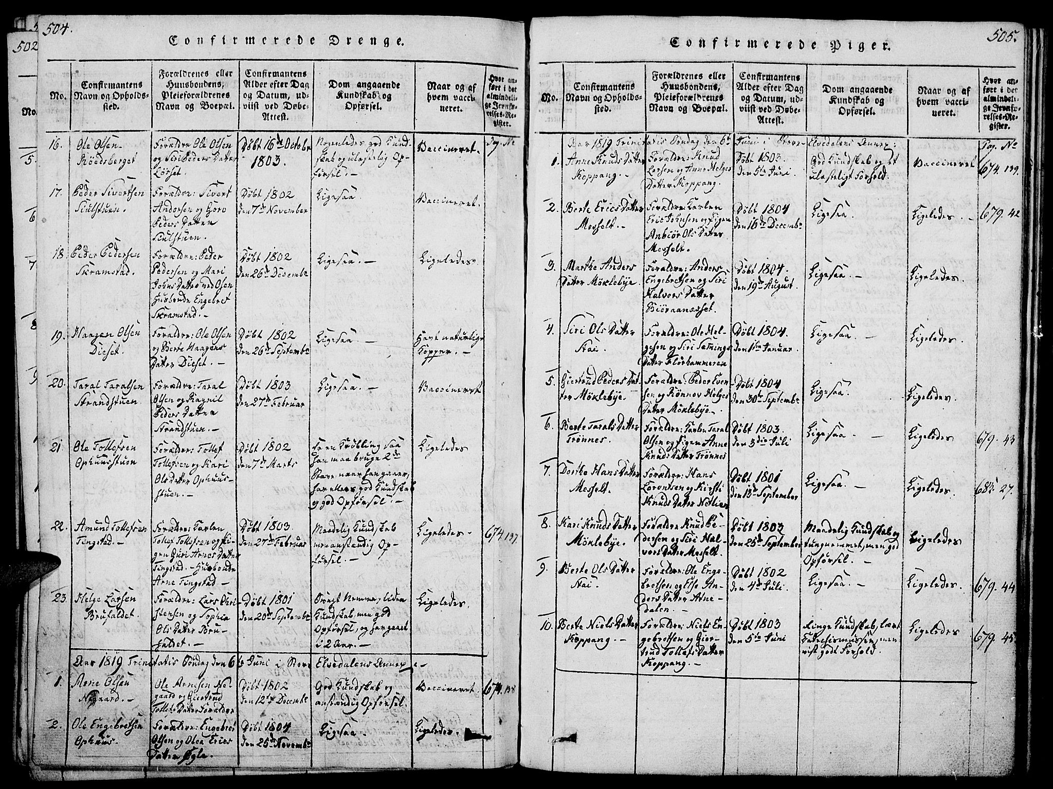 Åmot prestekontor, Hedmark, AV/SAH-PREST-056/H/Ha/Haa/L0005: Parish register (official) no. 5, 1815-1841, p. 504-505