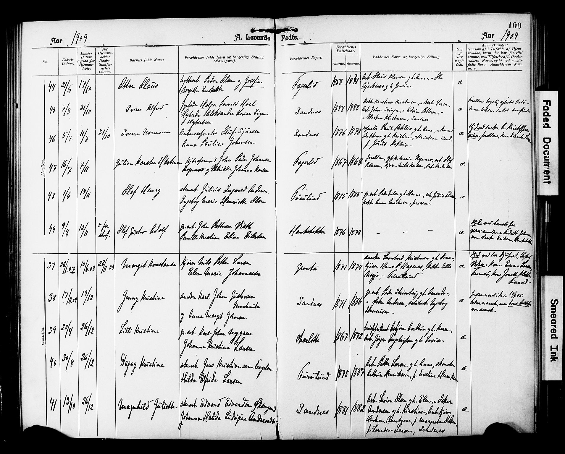 Ministerialprotokoller, klokkerbøker og fødselsregistre - Nordland, AV/SAT-A-1459/850/L0709: Parish register (official) no. 850A01, 1899-1909, p. 100