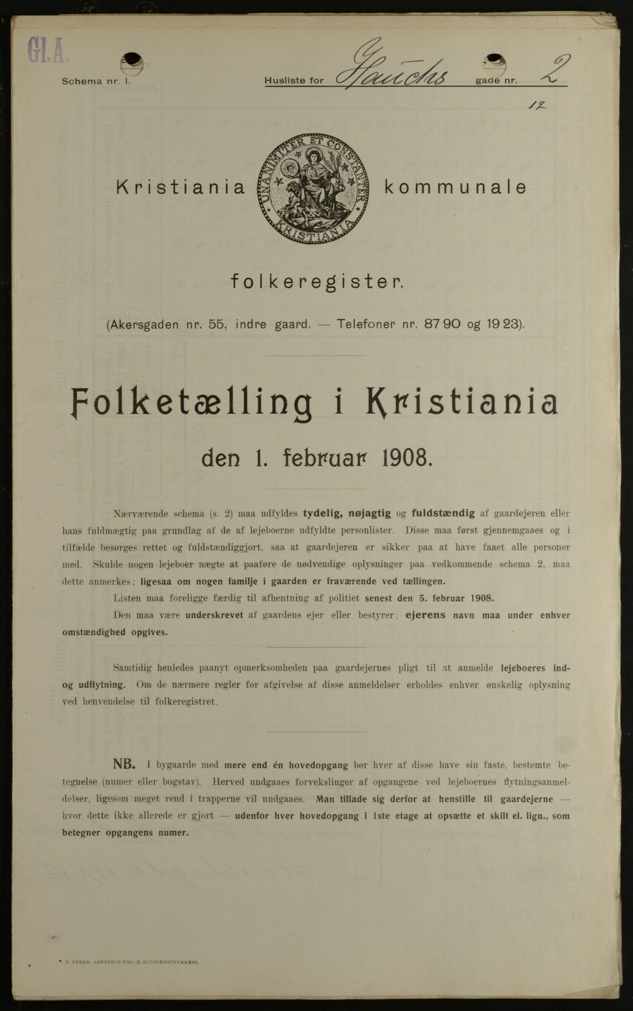 OBA, Municipal Census 1908 for Kristiania, 1908, p. 31596