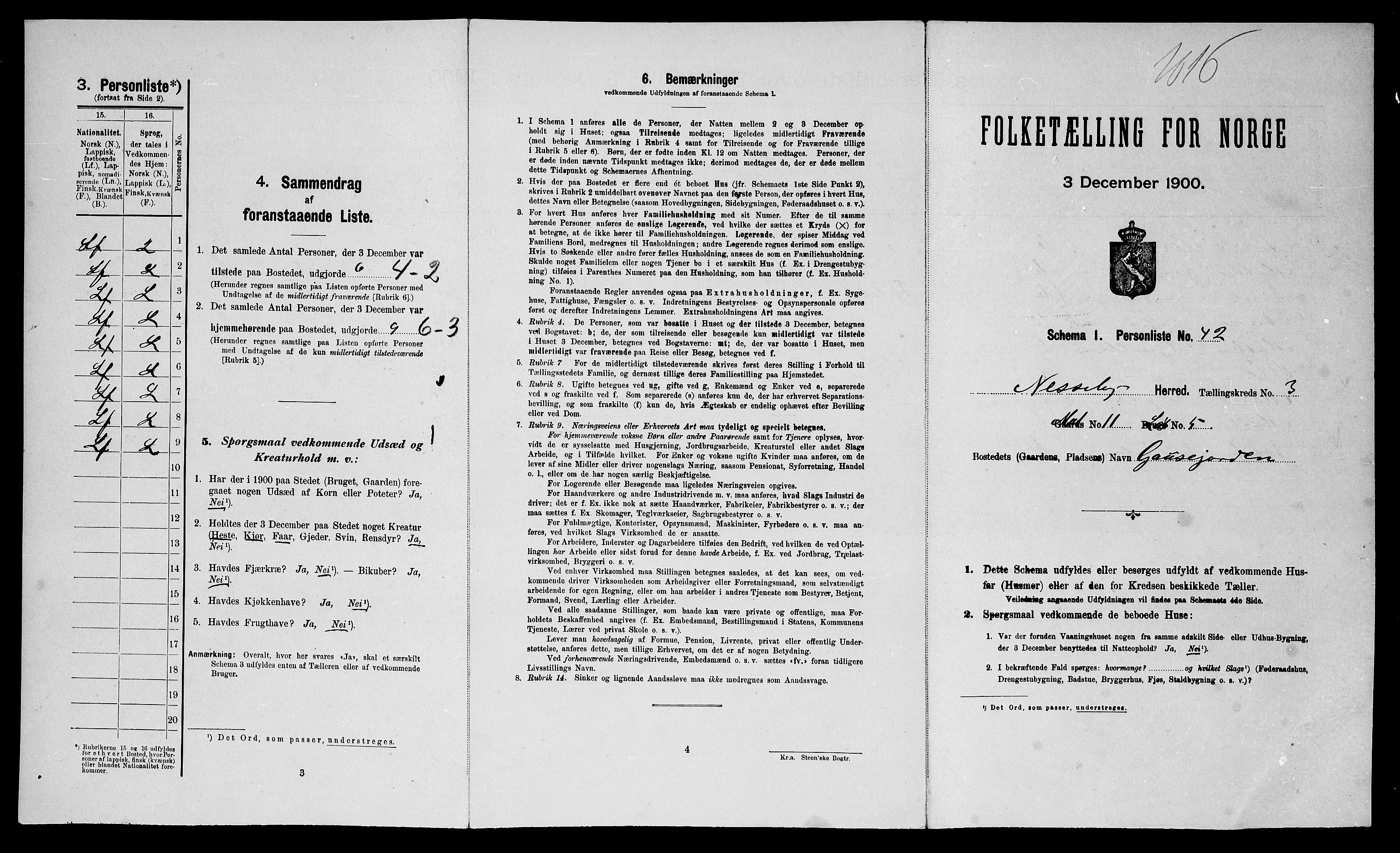 SATØ, 1900 census for Nesseby, 1900, p. 287