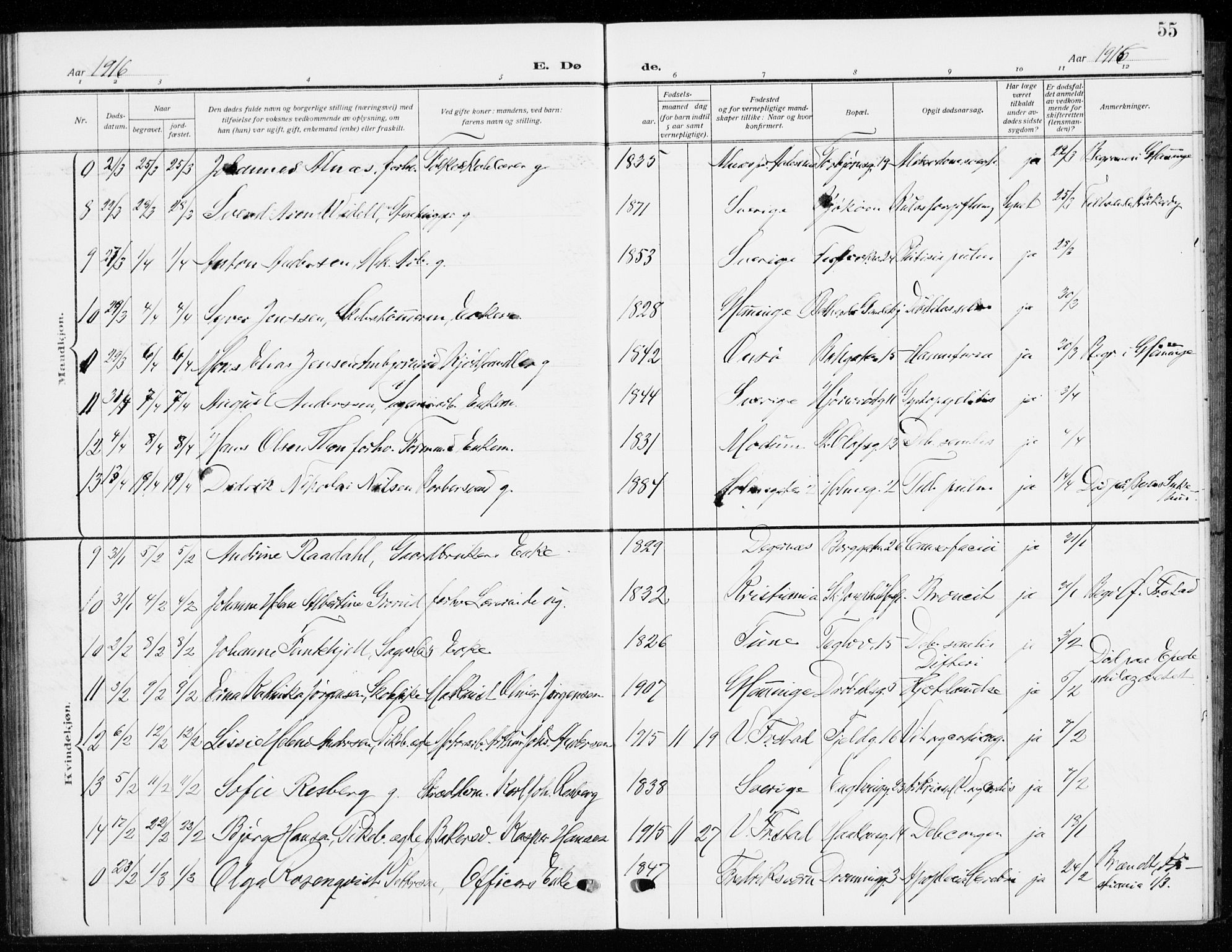 Fredrikstad domkirkes prestekontor Kirkebøker, AV/SAO-A-10906/G/Ga/L0004: Parish register (copy) no. 4, 1910-1944, p. 55