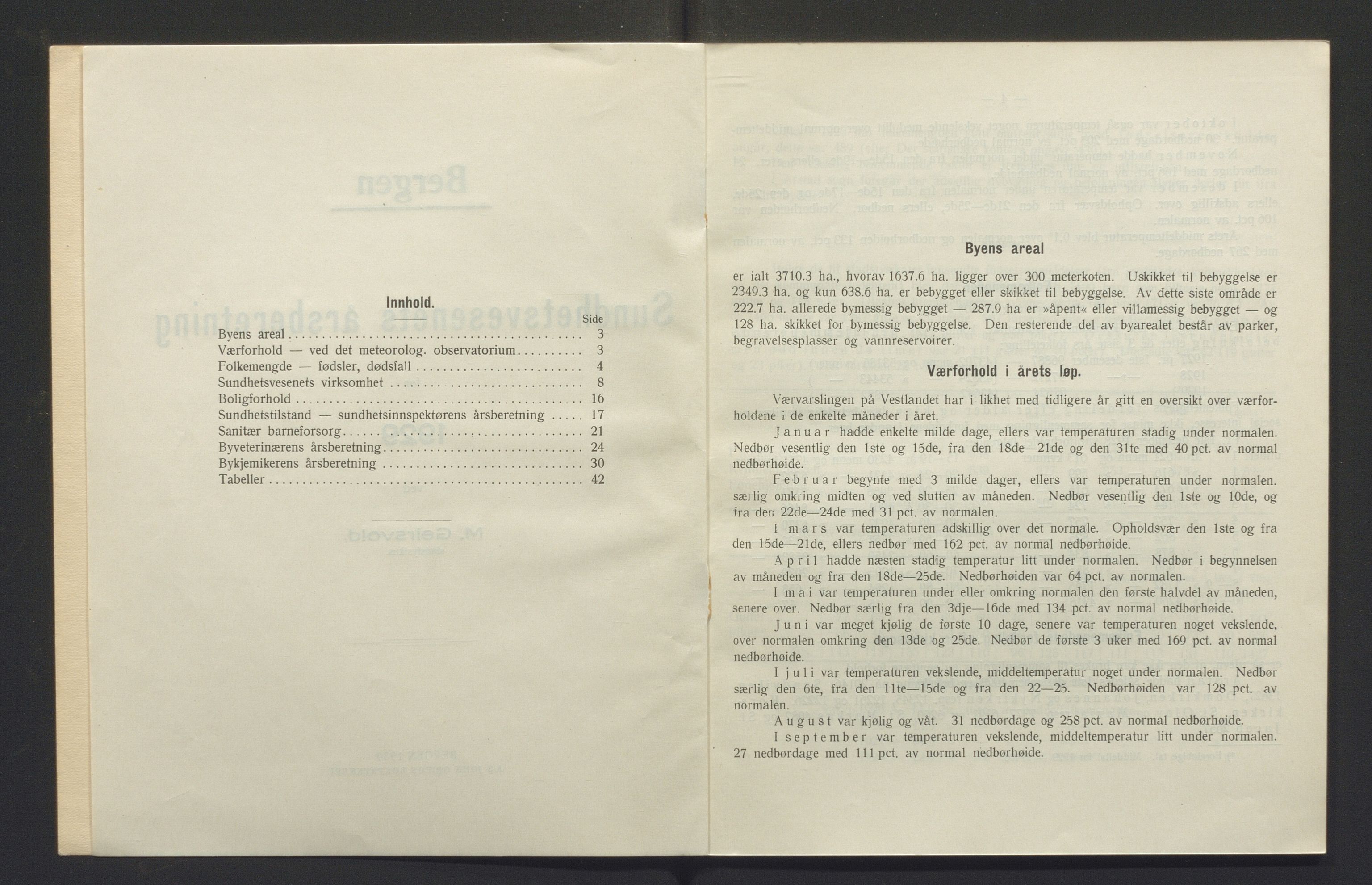 Bergen kommune, Sunnhetsvesen (Bergen helseråd), BBA/A-2617/X/Xa/L0022: Årsmelding, 1929