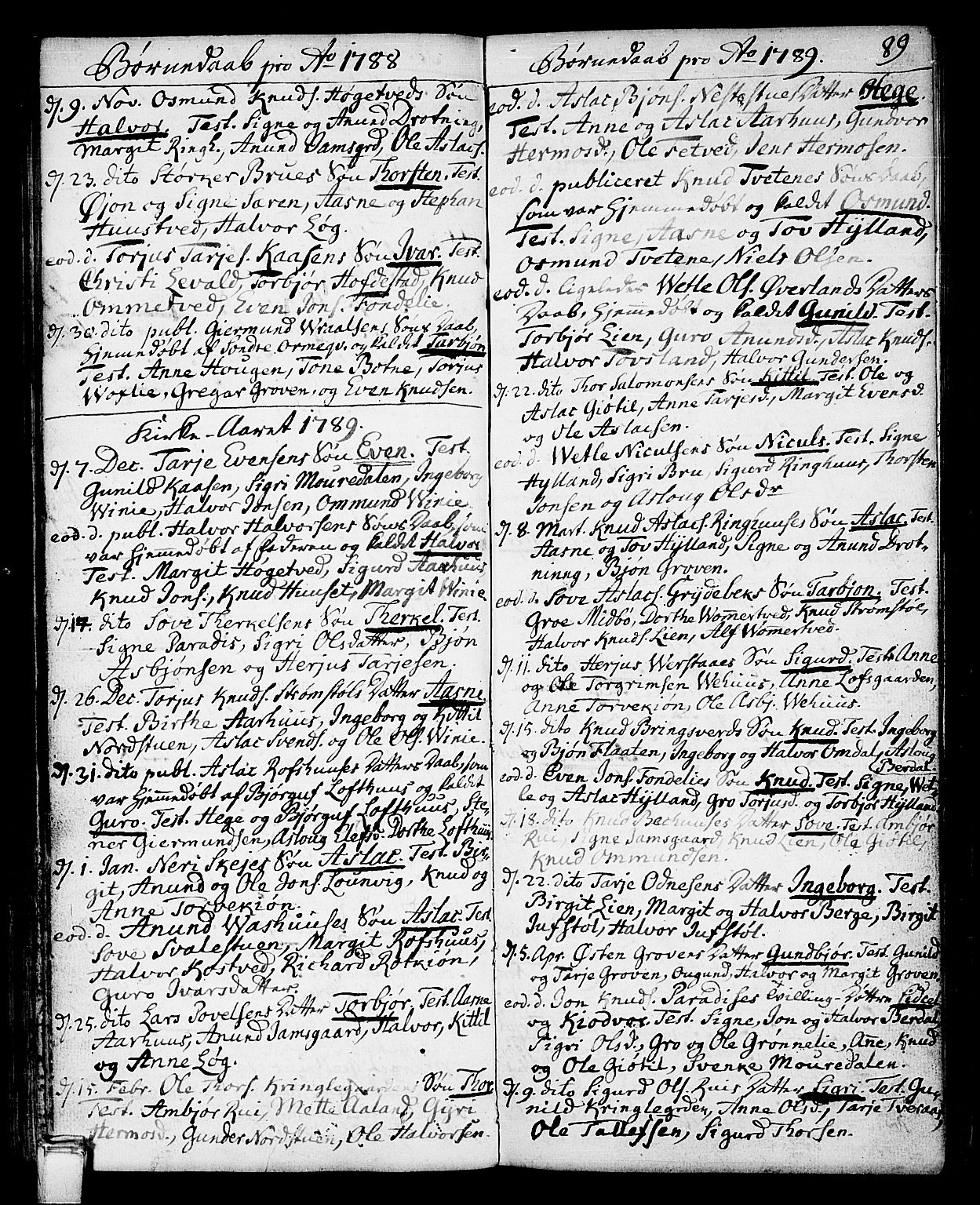 Vinje kirkebøker, SAKO/A-312/F/Fa/L0002: Parish register (official) no. I 2, 1767-1814, p. 89