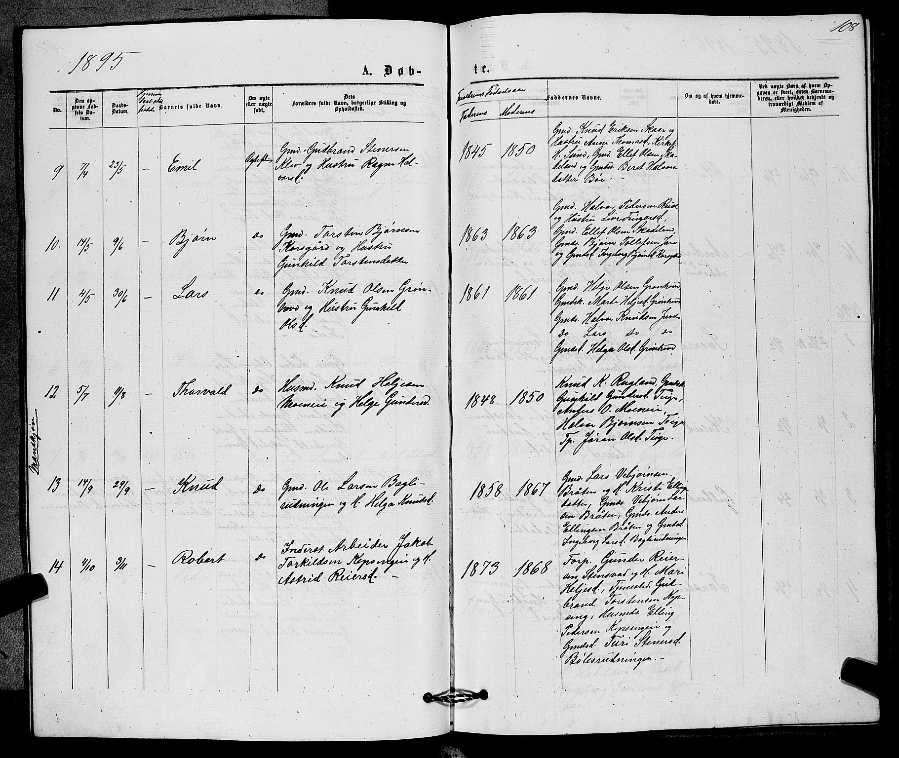 Sigdal kirkebøker, AV/SAKO-A-245/G/Gb/L0002: Parish register (copy) no. II 2, 1875-1900, p. 108