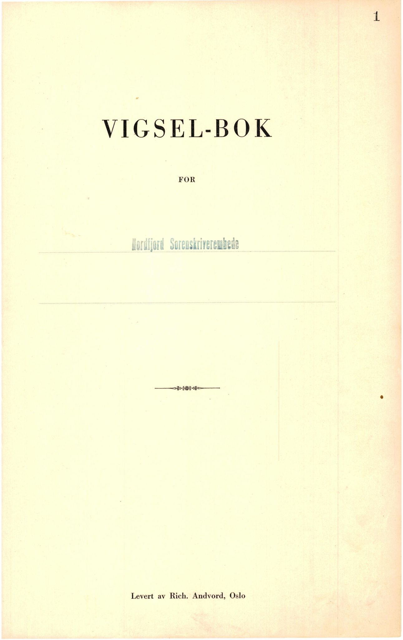 Nordfjord sorenskriveri, SAB/A-2801/1/08/08c/L0005: Vigde, 1943-1961, p. 1a