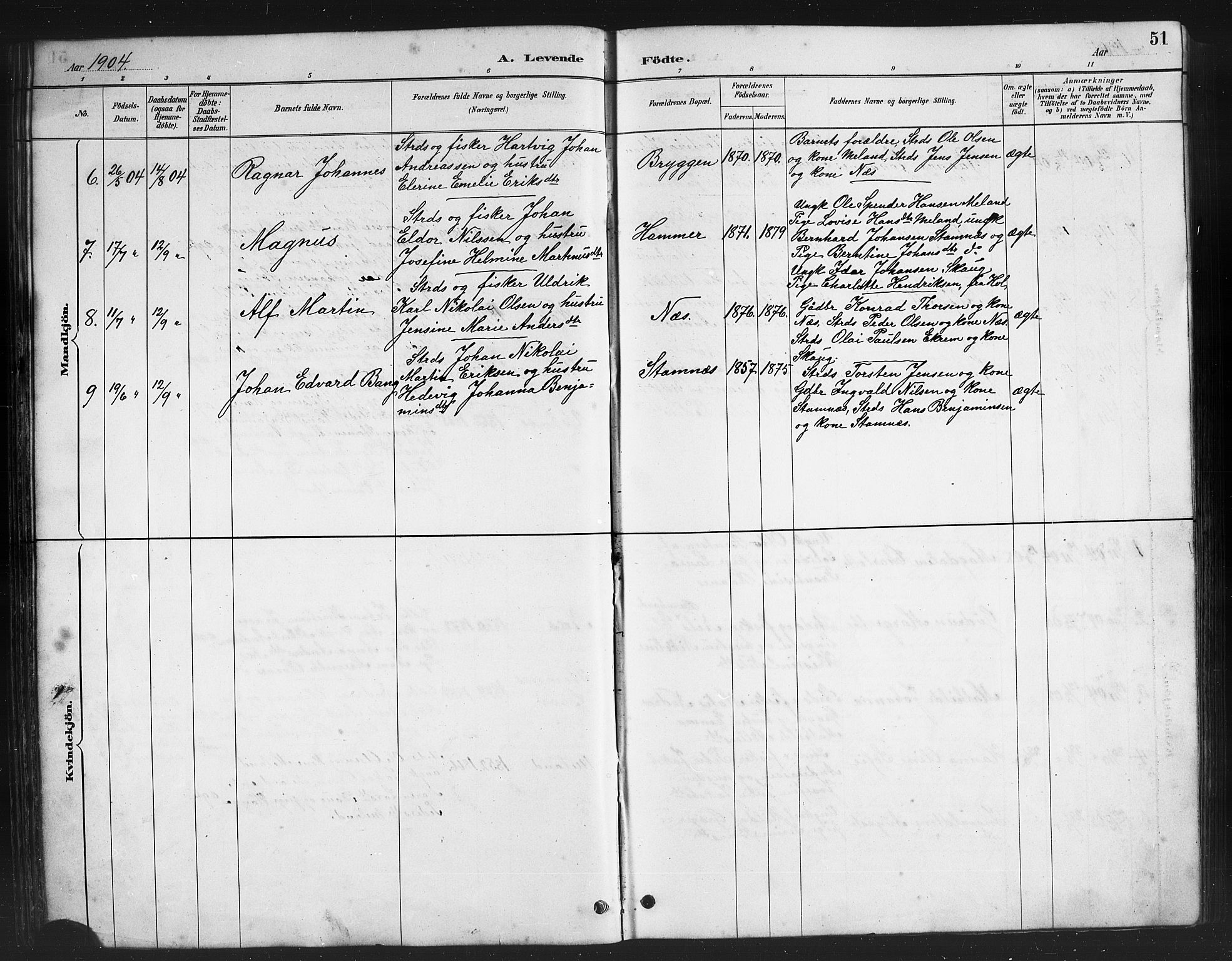 Ministerialprotokoller, klokkerbøker og fødselsregistre - Nordland, AV/SAT-A-1459/808/L0131: Parish register (copy) no. 808C02, 1879-1919, p. 51