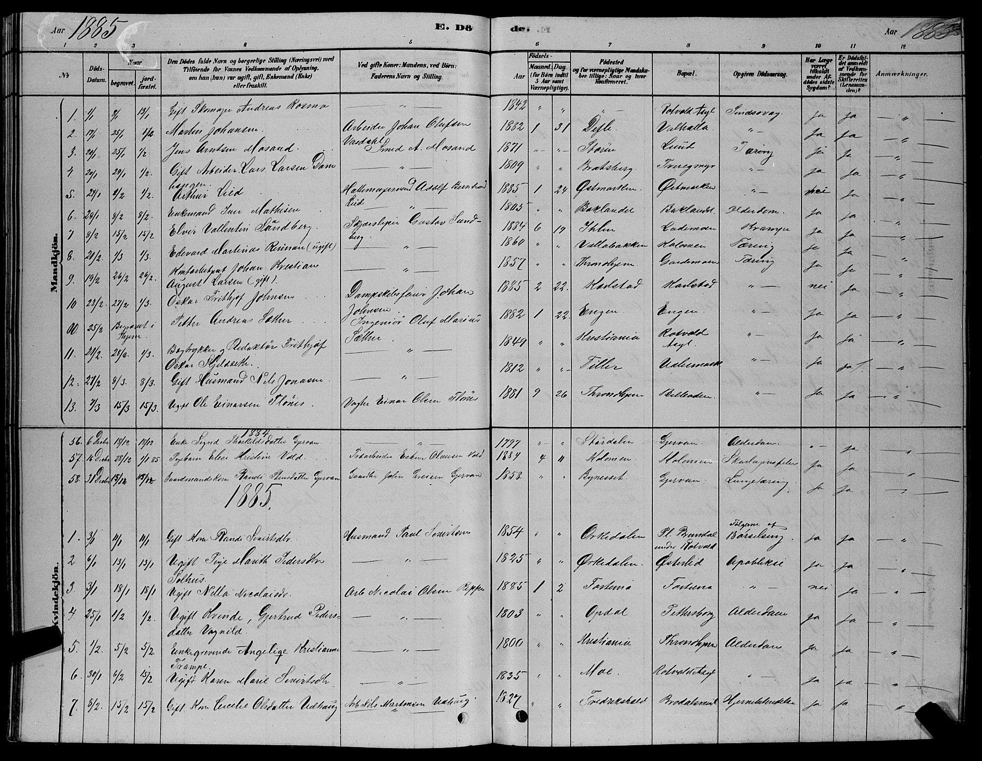 Ministerialprotokoller, klokkerbøker og fødselsregistre - Sør-Trøndelag, SAT/A-1456/606/L0312: Parish register (copy) no. 606C08, 1878-1894