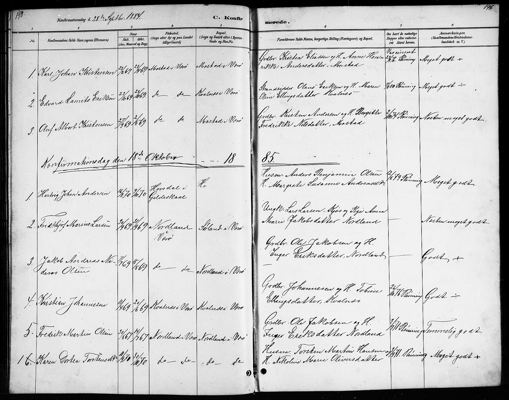 Ministerialprotokoller, klokkerbøker og fødselsregistre - Nordland, AV/SAT-A-1459/807/L0123: Parish register (copy) no. 807C01, 1884-1910, p. 190-191