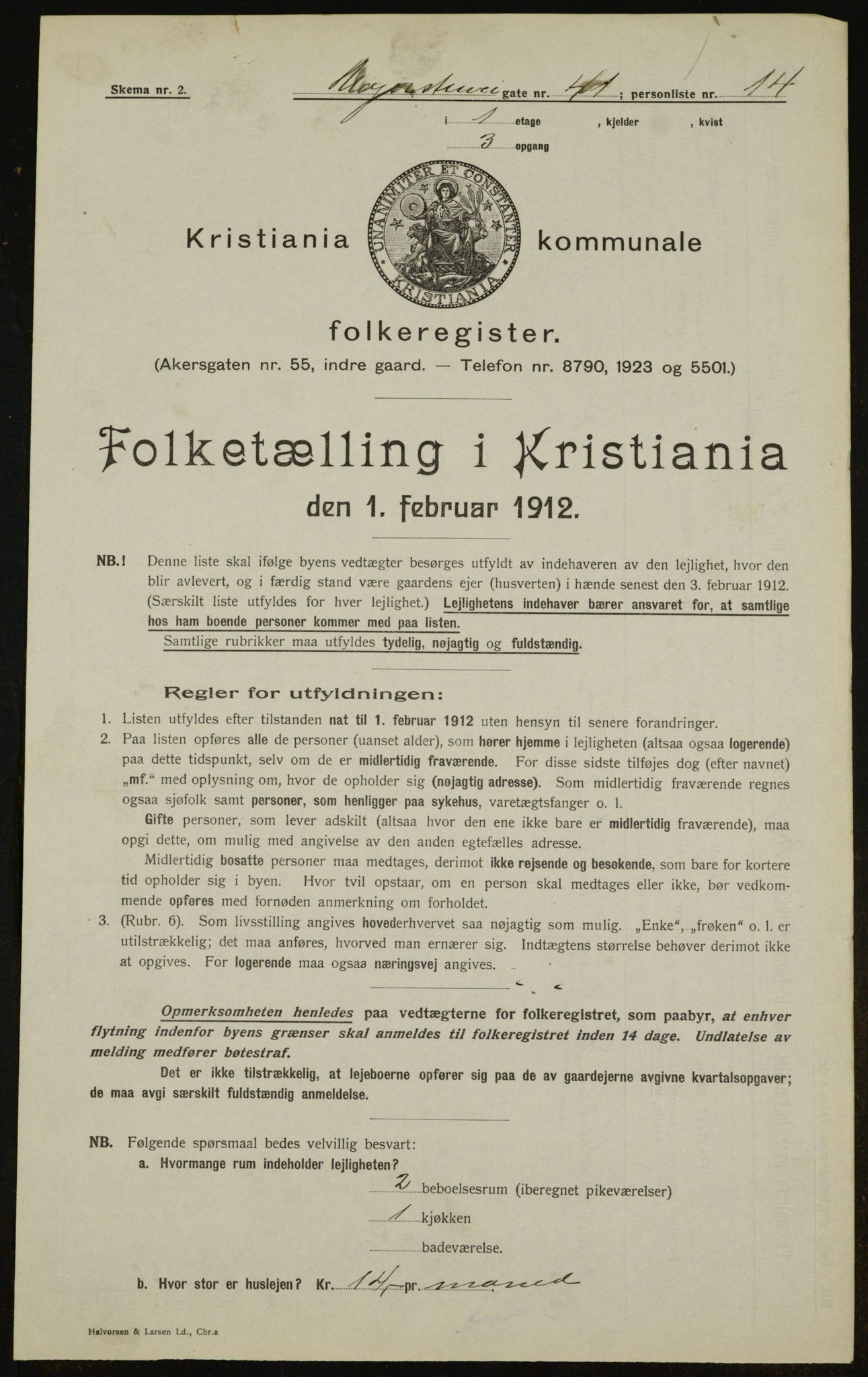 OBA, Municipal Census 1912 for Kristiania, 1912, p. 60410