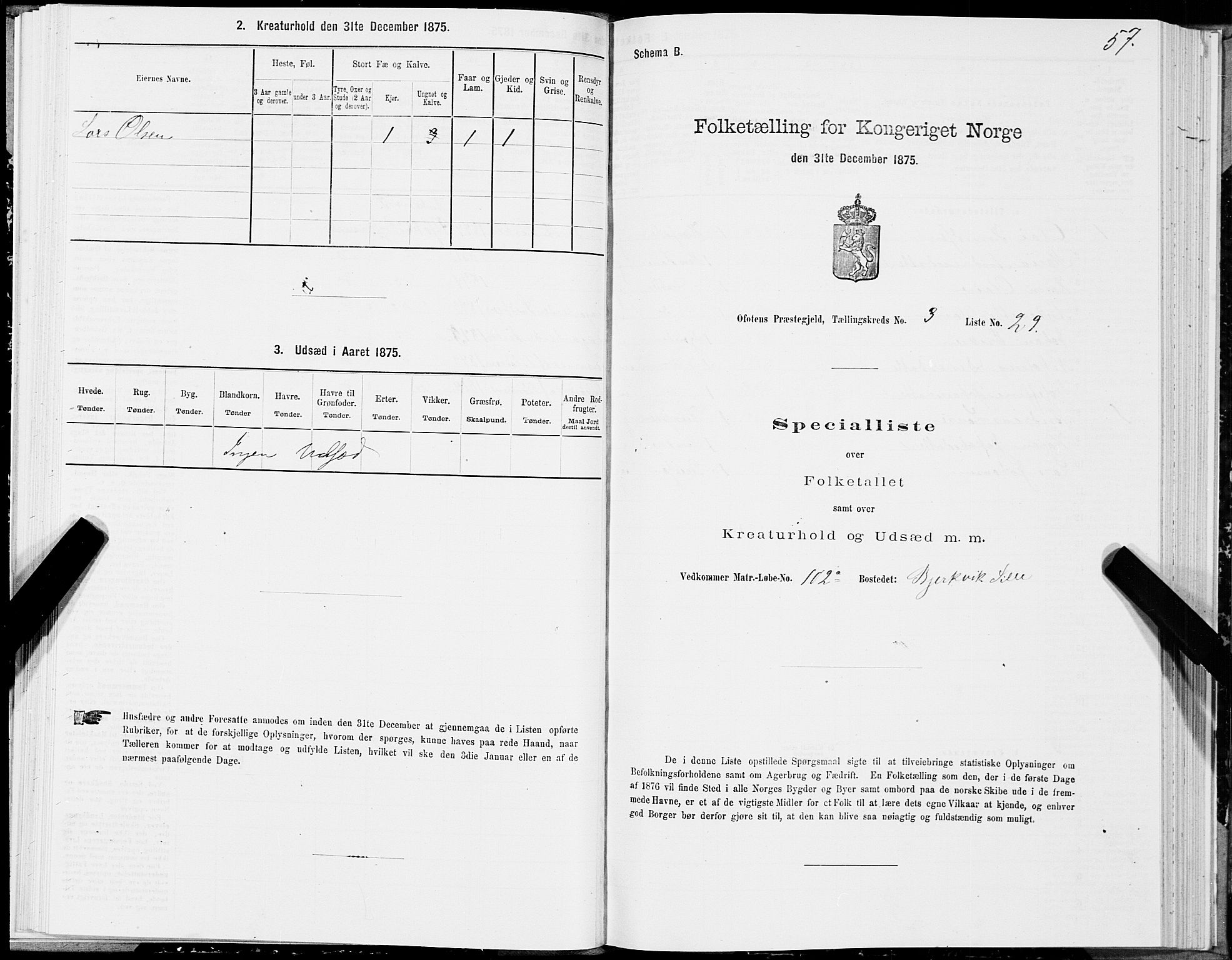 SAT, 1875 census for 1853P Ofoten, 1875, p. 2057