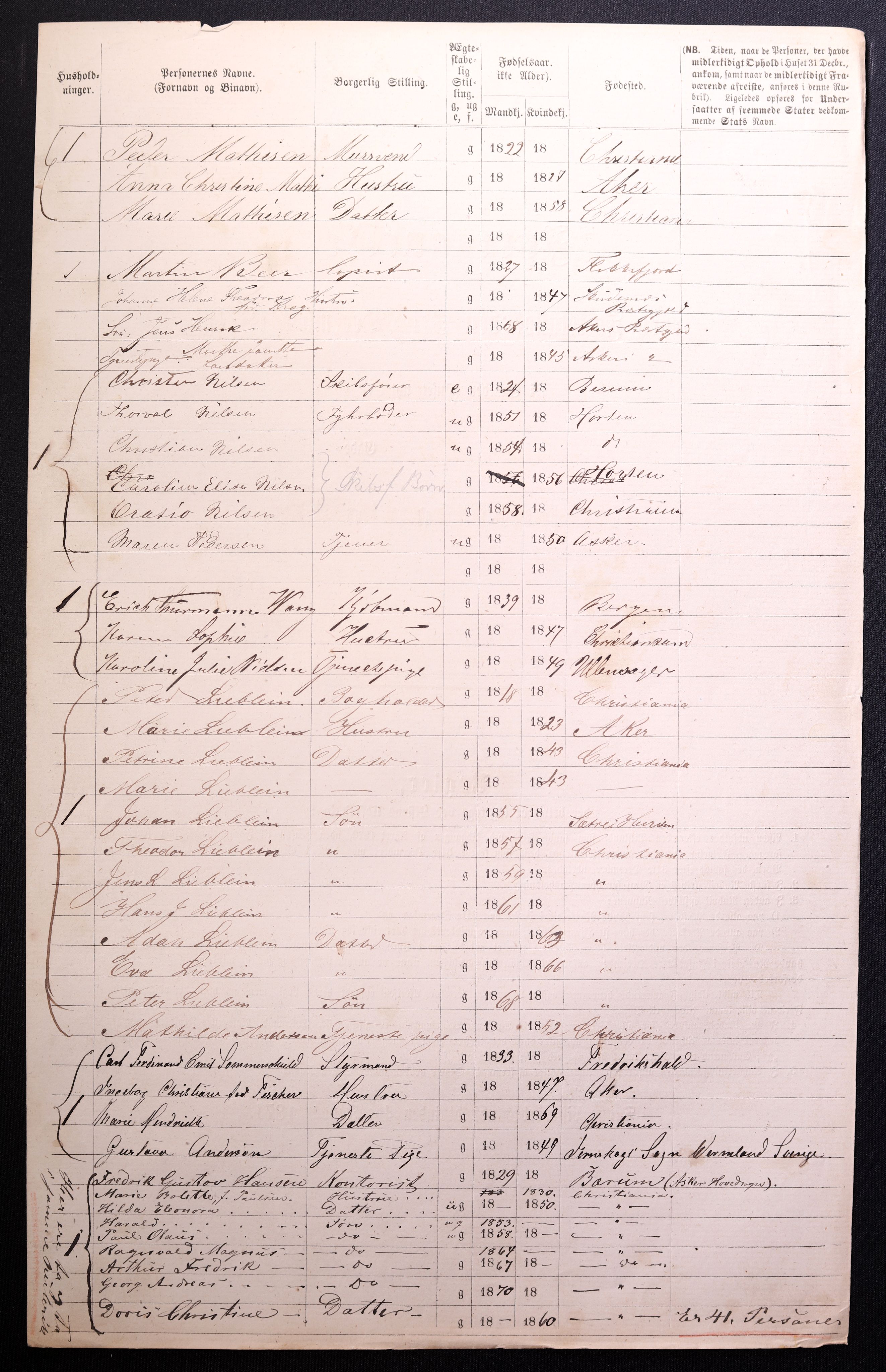 RA, 1870 census for 0301 Kristiania, 1870, p. 4254