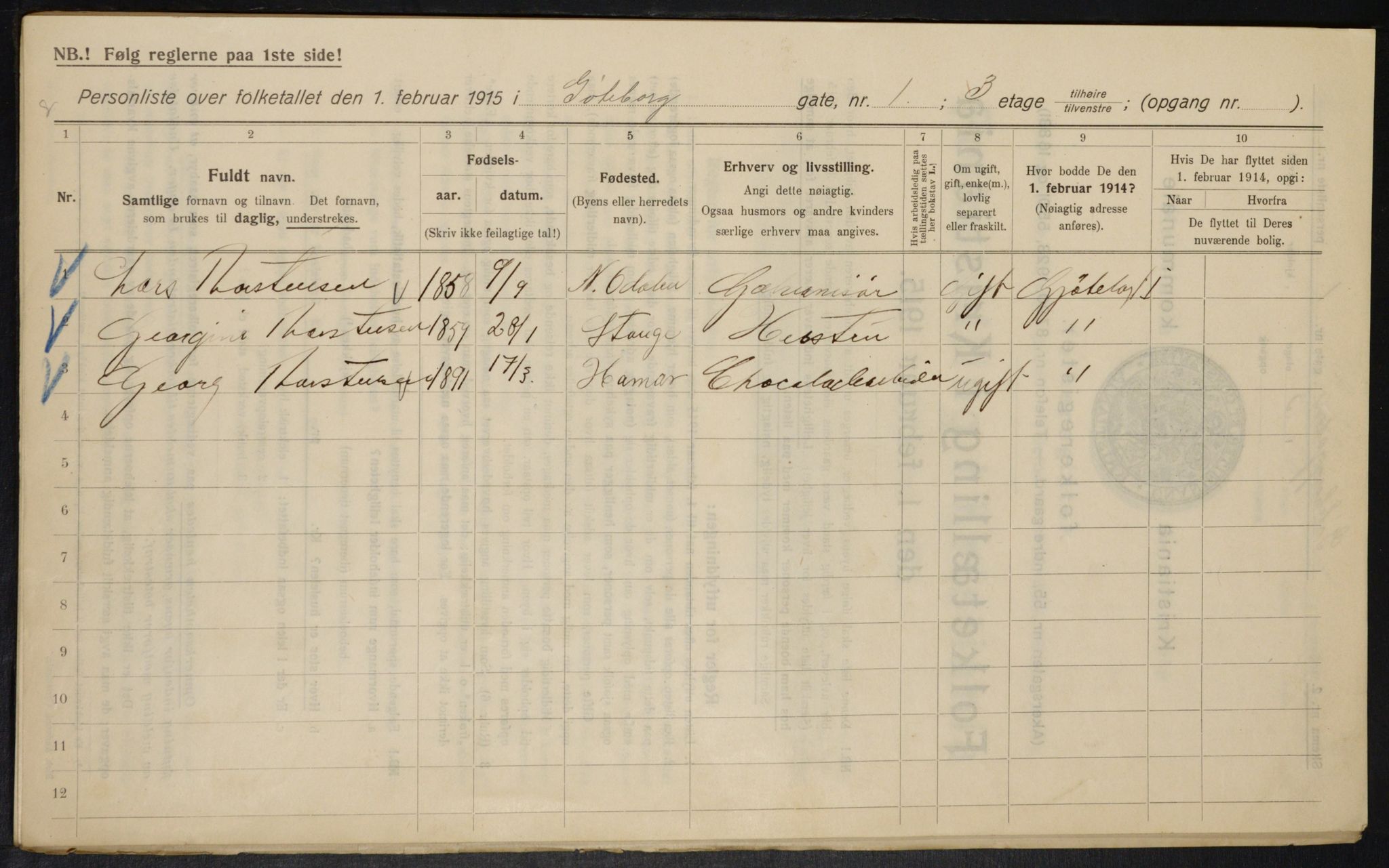 OBA, Municipal Census 1915 for Kristiania, 1915, p. 32306