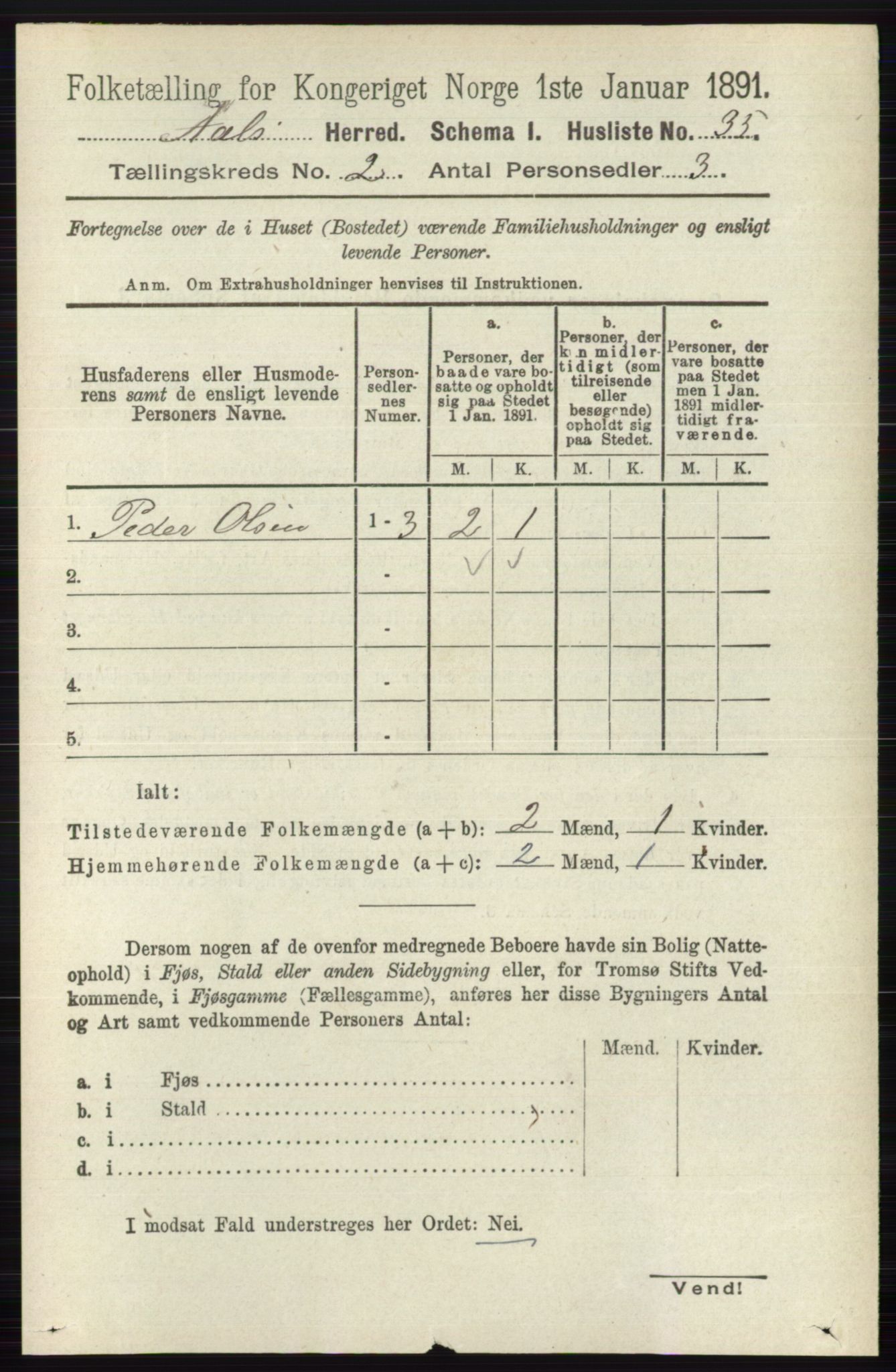 RA, 1891 census for 0619 Ål, 1891, p. 366