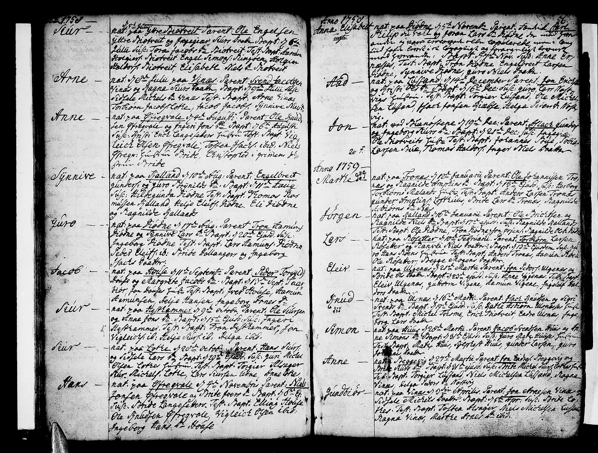 Ullensvang sokneprestembete, SAB/A-78701/H/Haa: Parish register (official) no. A 6 /2, 1758-1788, p. 56