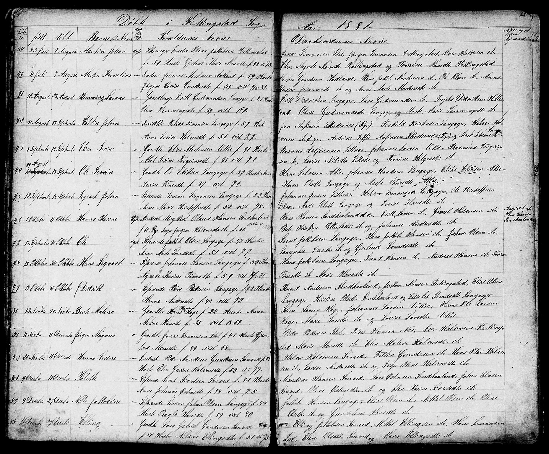 Skudenes sokneprestkontor, AV/SAST-A -101849/H/Ha/Hab/L0006: Parish register (copy) no. B 6, 1874-1908, p. 22