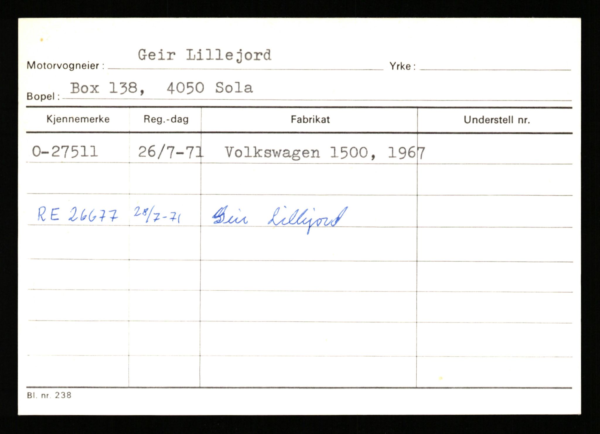 Stavanger trafikkstasjon, AV/SAST-A-101942/0/G/L0005: Registreringsnummer: 23000 - 34245, 1930-1971, p. 1475