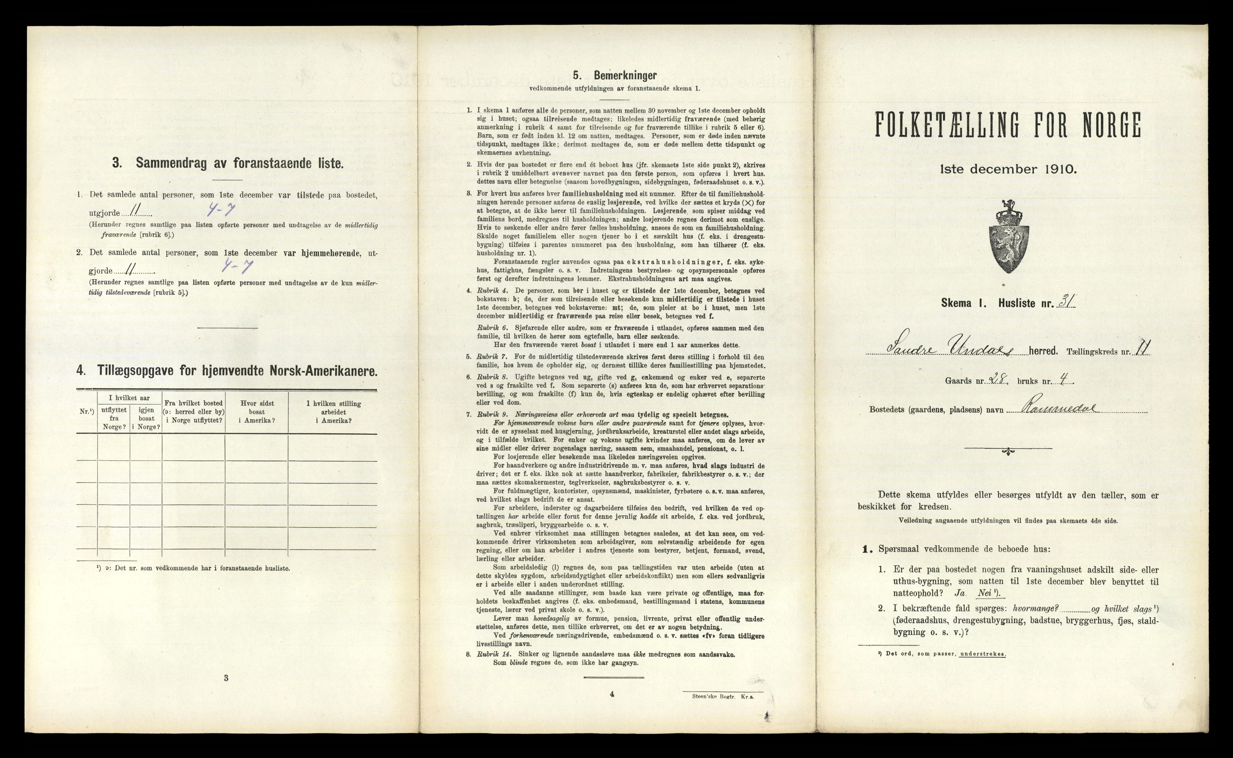 RA, 1910 census for Sør-Audnedal, 1910, p. 1065