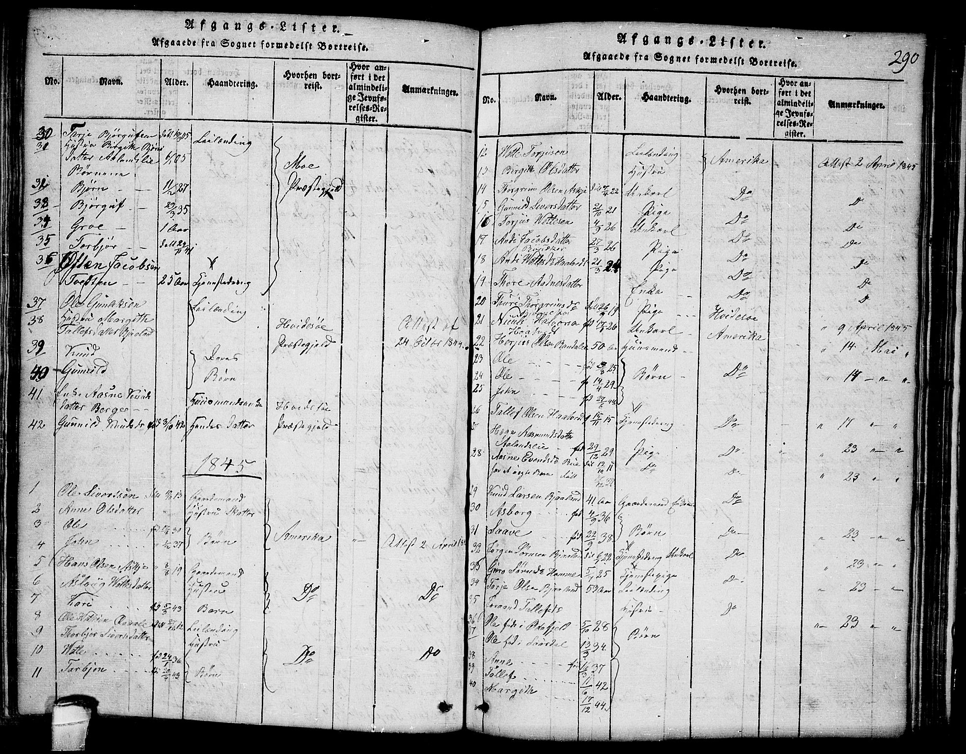 Lårdal kirkebøker, AV/SAKO-A-284/G/Ga/L0001: Parish register (copy) no. I 1, 1815-1861, p. 290