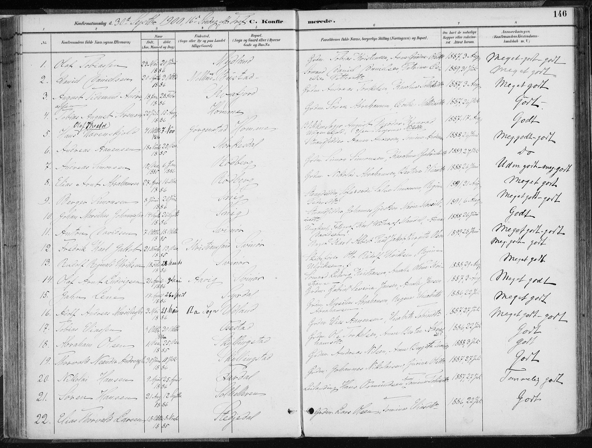 Sør-Audnedal sokneprestkontor, AV/SAK-1111-0039/F/Fa/Fab/L0010: Parish register (official) no. A 10, 1892-1913, p. 146