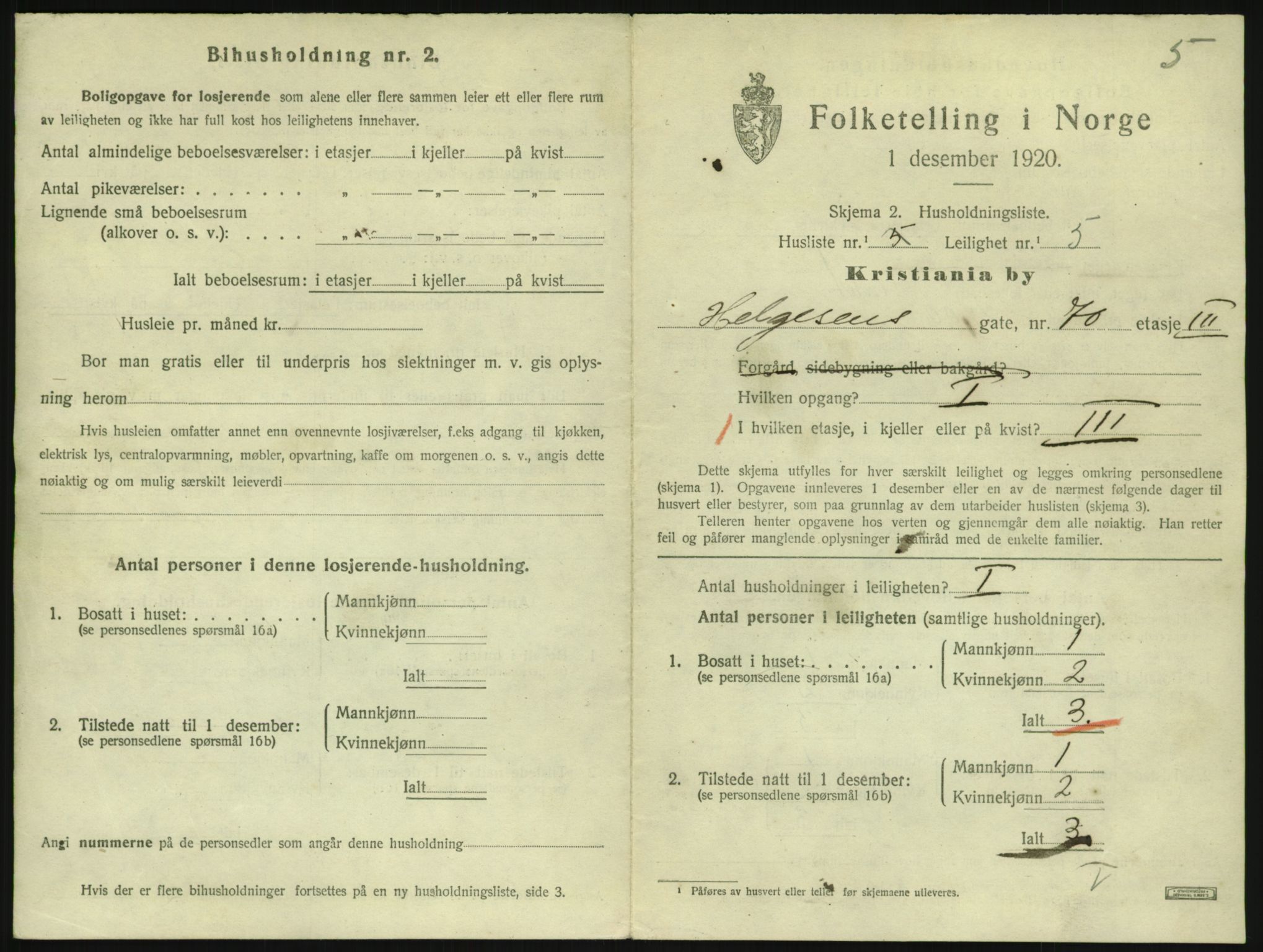 SAO, 1920 census for Kristiania, 1920, p. 39182