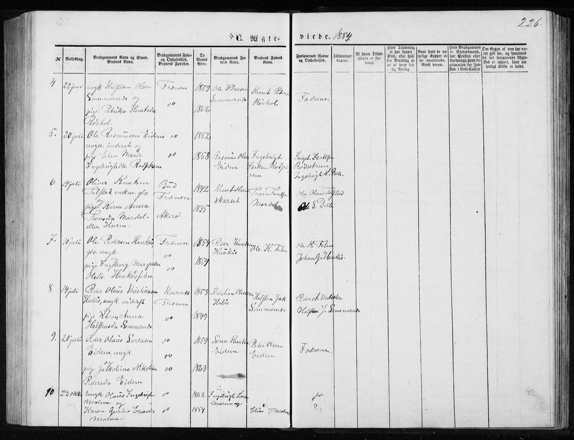 Ministerialprotokoller, klokkerbøker og fødselsregistre - Møre og Romsdal, AV/SAT-A-1454/565/L0754: Parish register (copy) no. 565C03, 1870-1896, p. 226