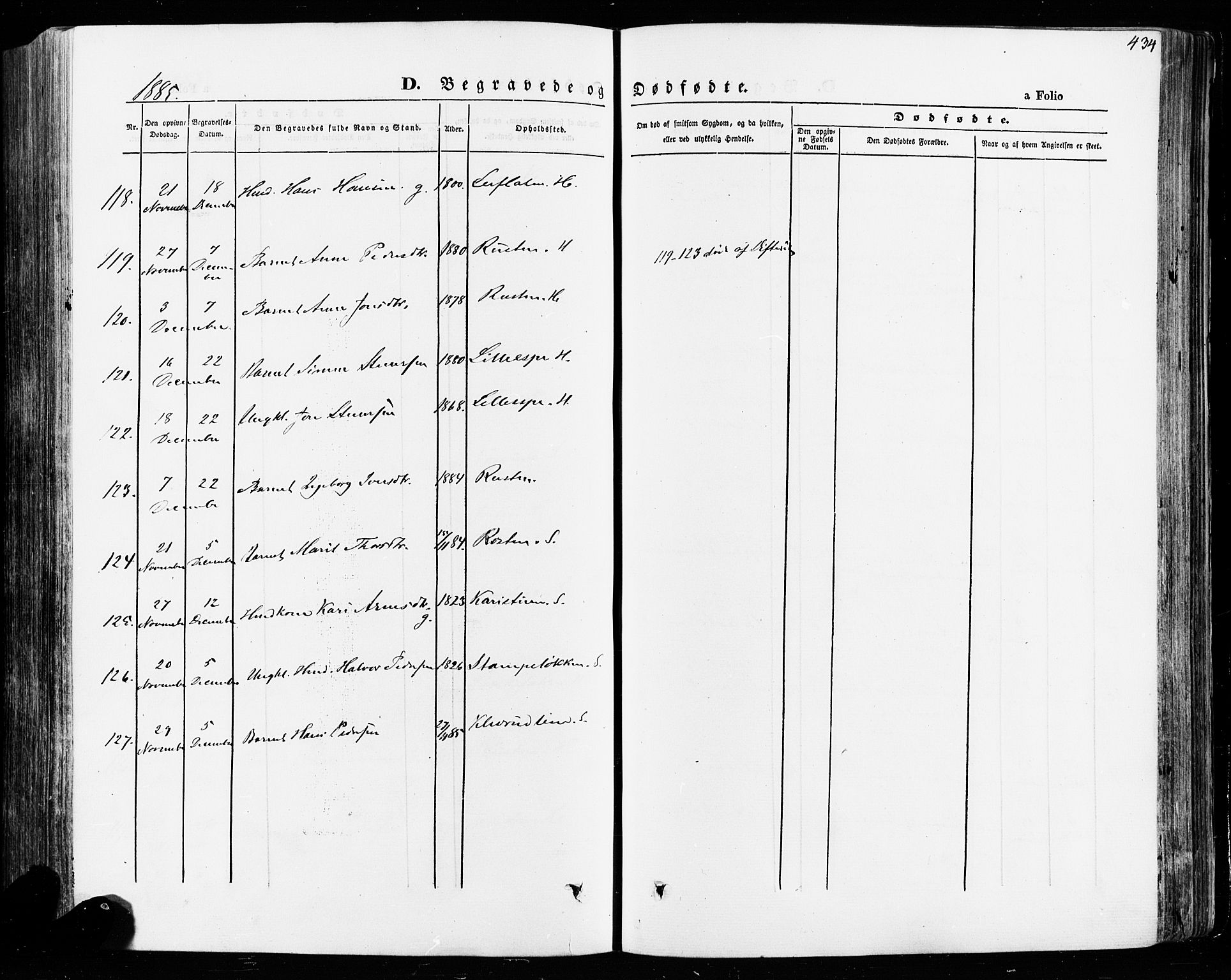 Vågå prestekontor, SAH/PREST-076/H/Ha/Haa/L0007: Parish register (official) no. 7 /1, 1872-1886, p. 434