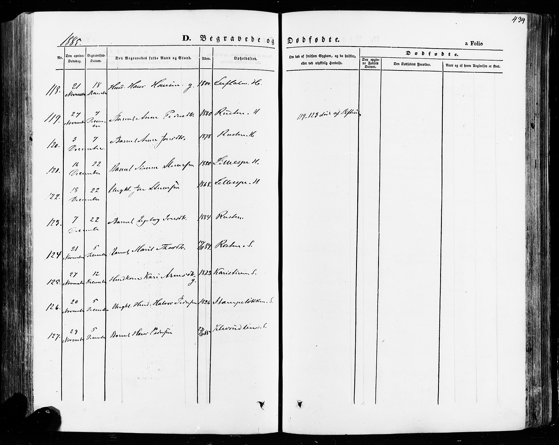 Vågå prestekontor, AV/SAH-PREST-076/H/Ha/Haa/L0007: Parish register (official) no. 7 /1, 1872-1886, p. 434