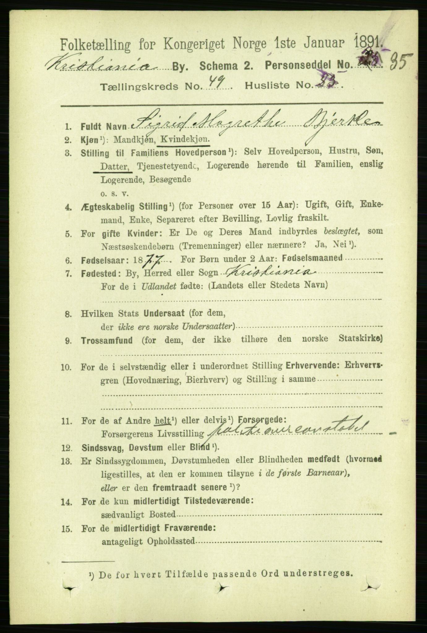 RA, 1891 census for 0301 Kristiania, 1891, p. 28865