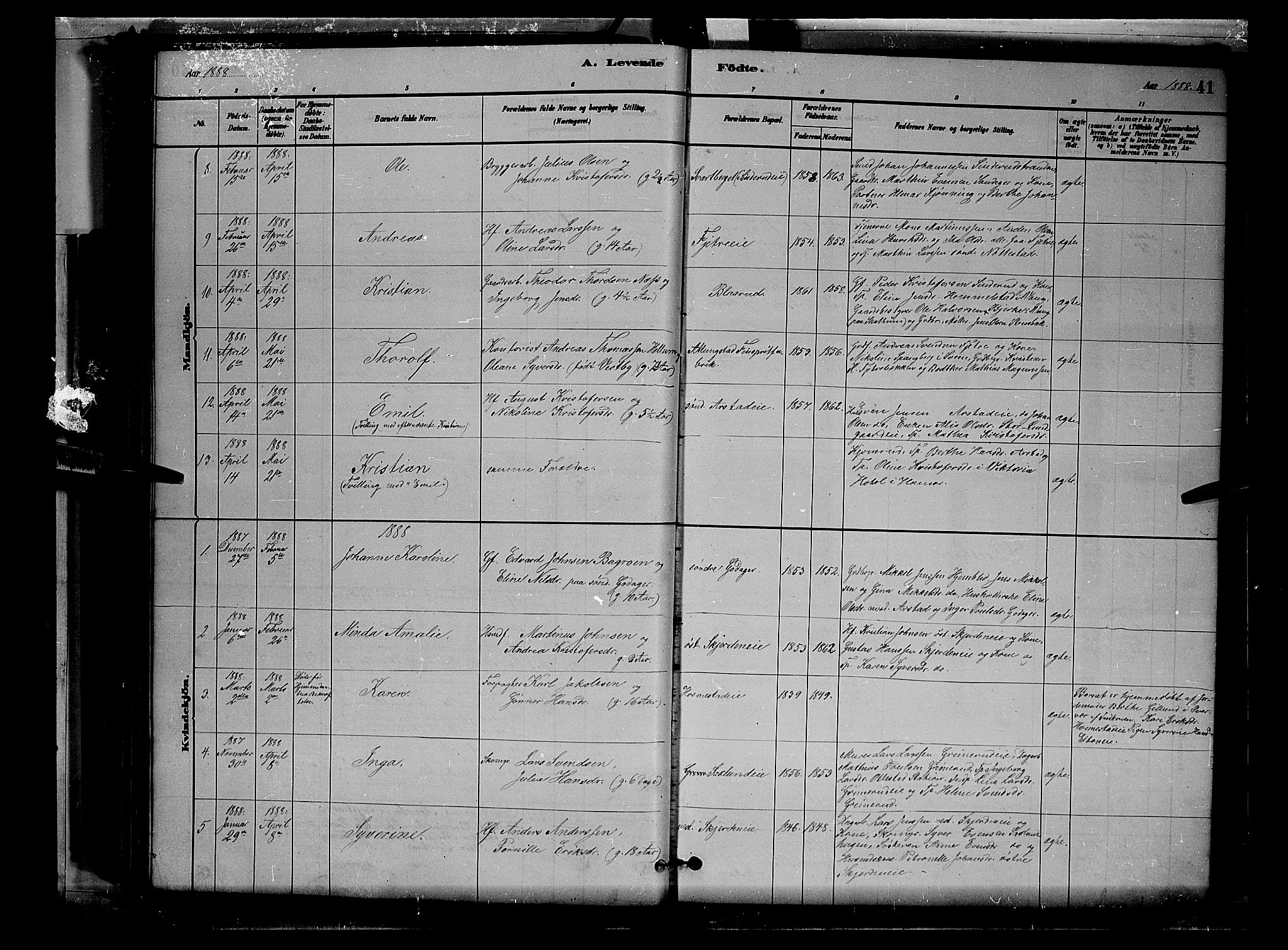 Stange prestekontor, AV/SAH-PREST-002/L/L0007: Parish register (copy) no. 7, 1880-1893, p. 41