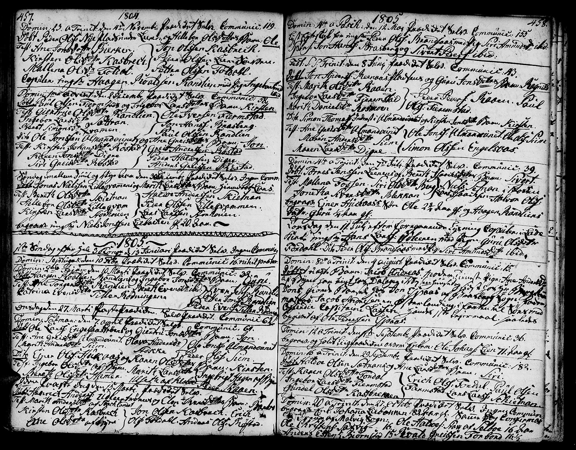 Ministerialprotokoller, klokkerbøker og fødselsregistre - Sør-Trøndelag, SAT/A-1456/606/L0282: Parish register (official) no. 606A02 /3, 1781-1817, p. 457-458
