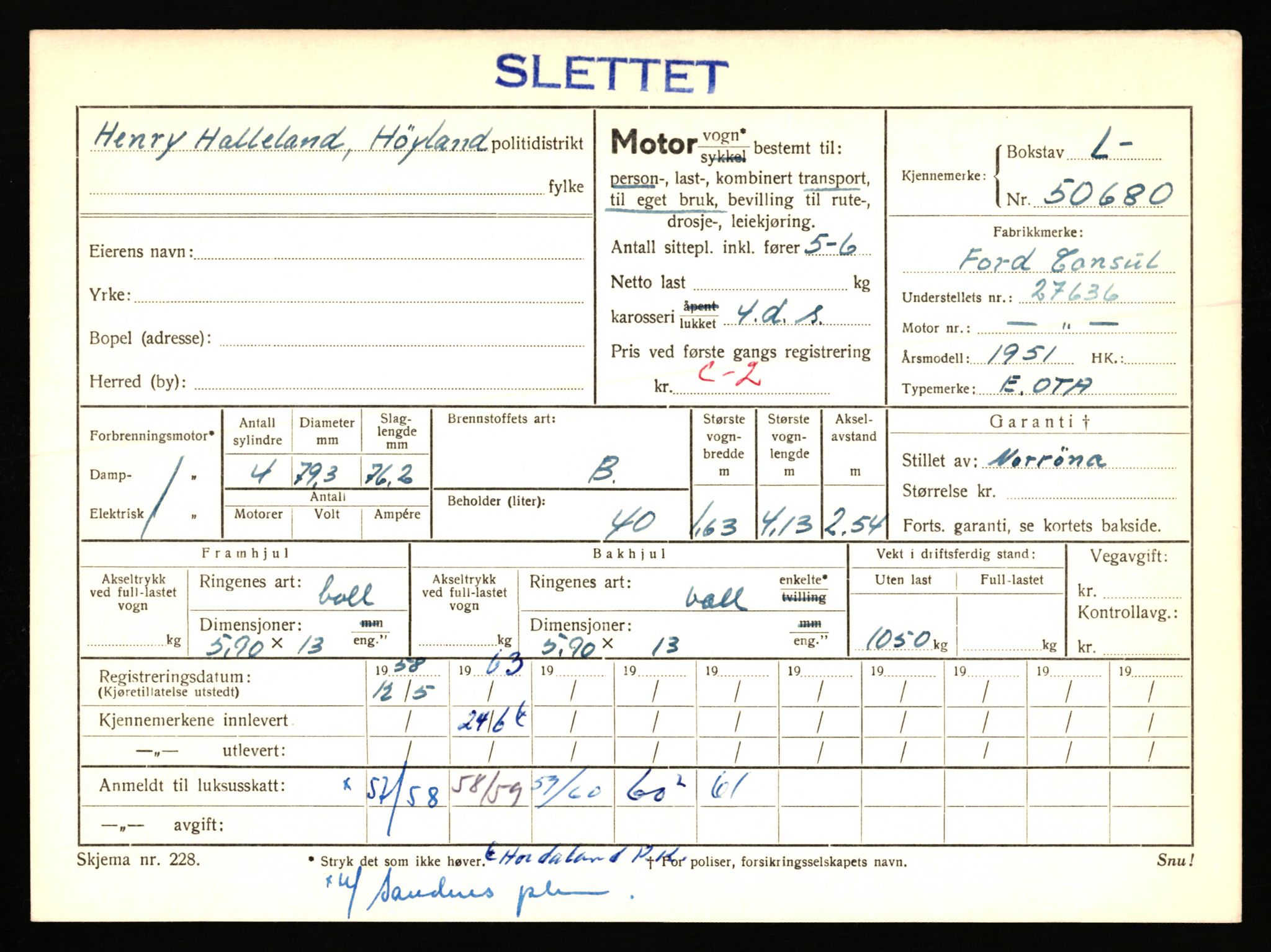 Stavanger trafikkstasjon, AV/SAST-A-101942/0/F/L0050: L-50600 - L-51299, 1930-1971, p. 259