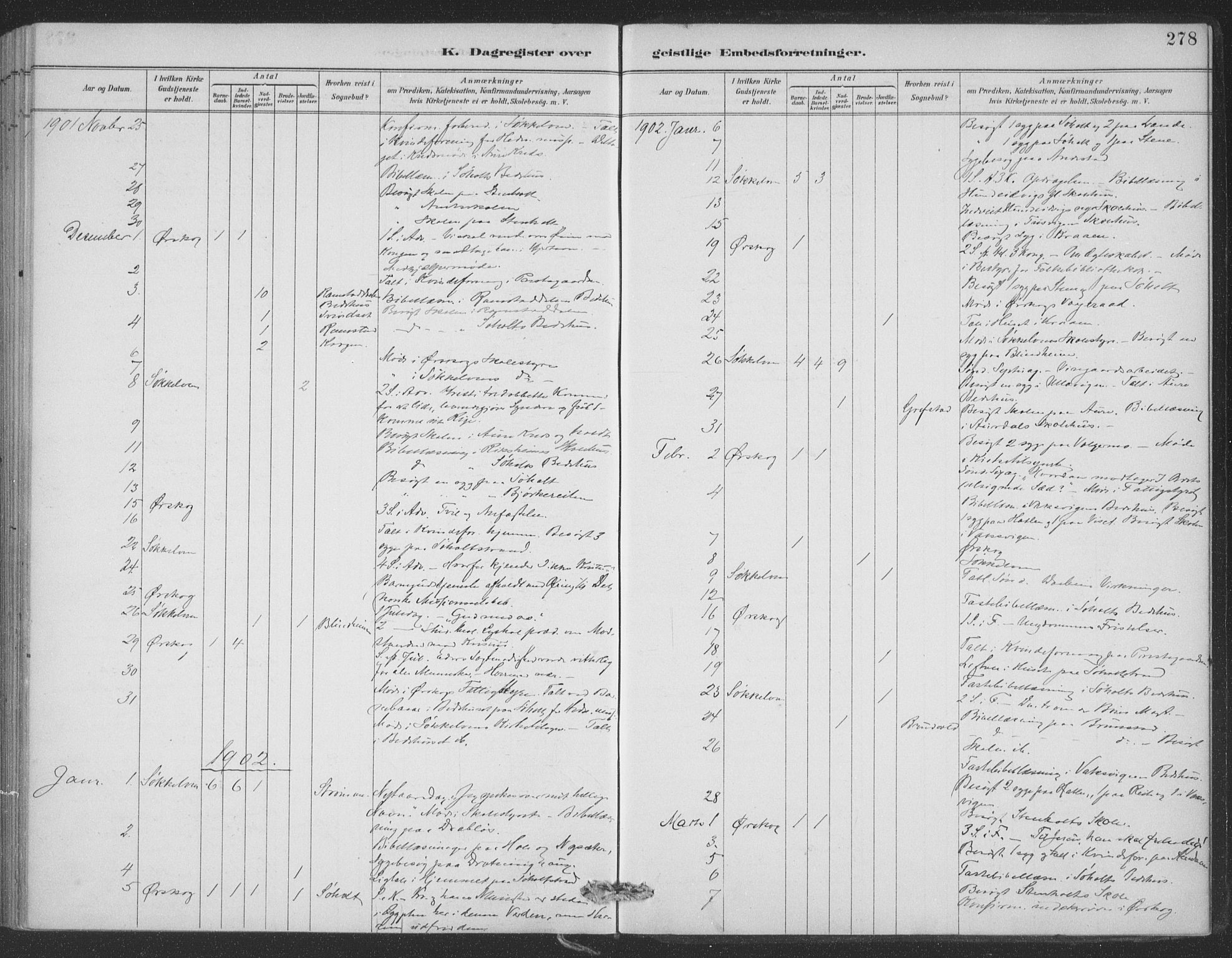 Ministerialprotokoller, klokkerbøker og fødselsregistre - Møre og Romsdal, SAT/A-1454/522/L0316: Parish register (official) no. 522A11, 1890-1911, p. 278