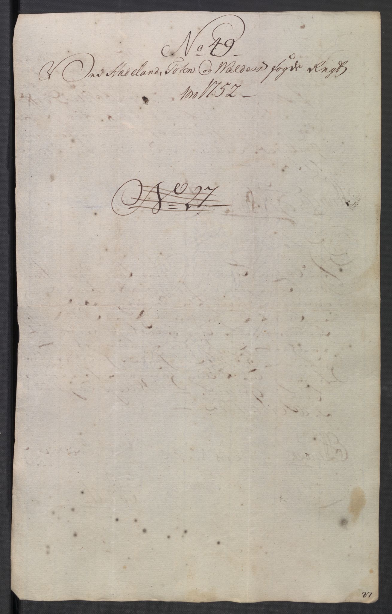 Rentekammeret inntil 1814, Reviderte regnskaper, Fogderegnskap, AV/RA-EA-4092/R18/L1349: Fogderegnskap Hadeland, Toten og Valdres, 1752-1753, p. 208