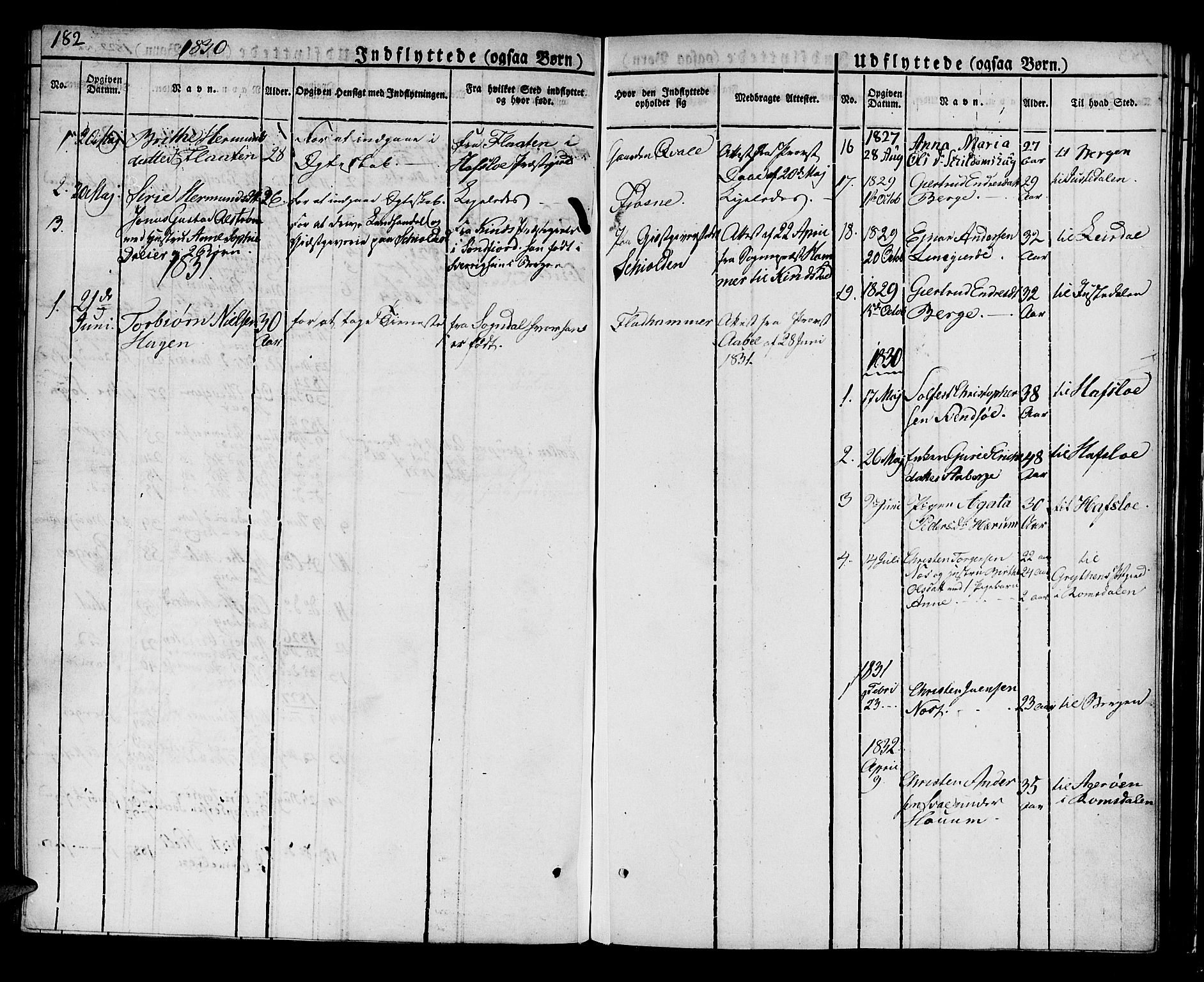 Luster sokneprestembete, AV/SAB-A-81101/H/Haa/Haaa/L0004: Parish register (official) no. A 4, 1821-1832, p. 182