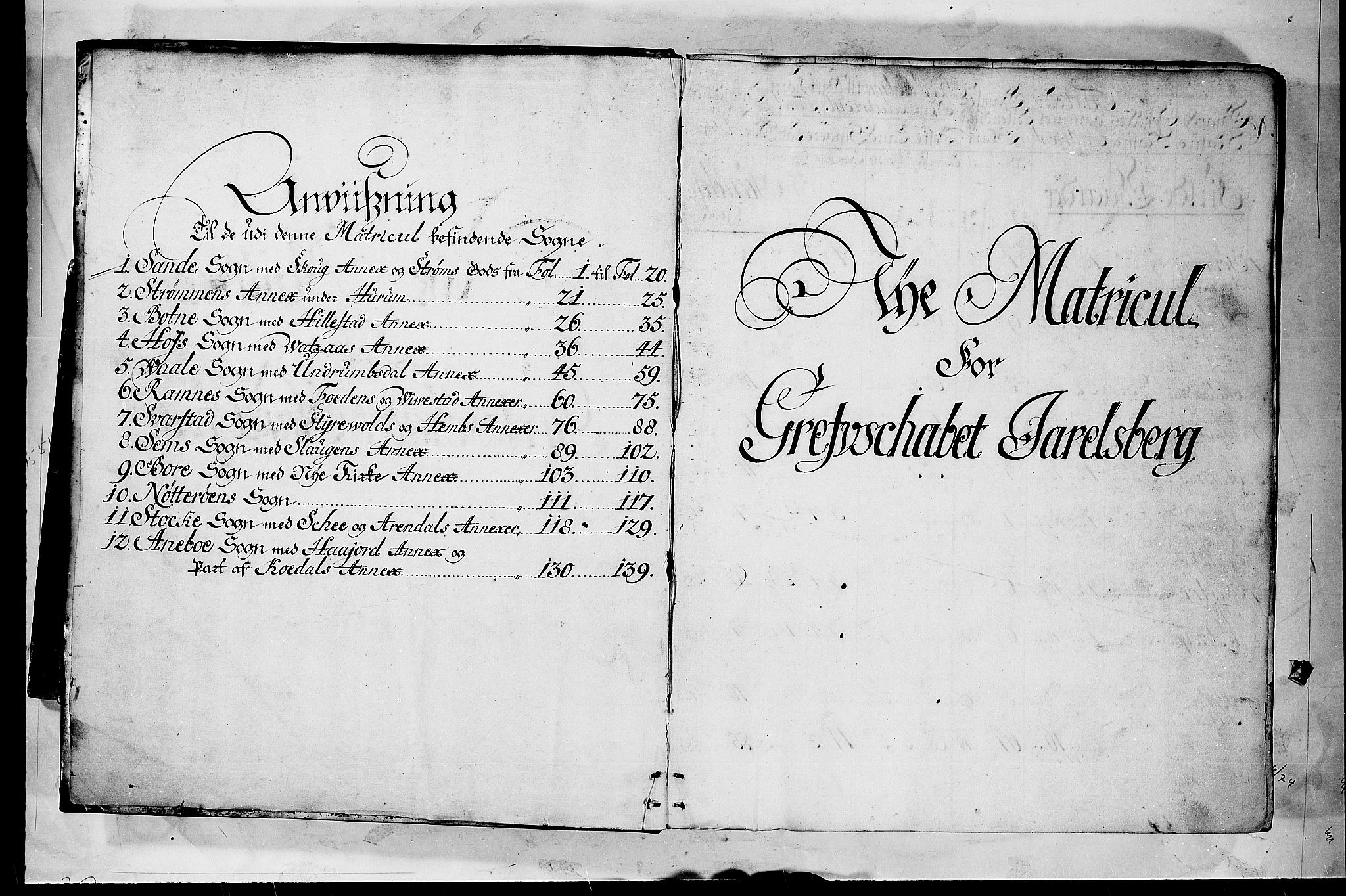 Rentekammeret inntil 1814, Realistisk ordnet avdeling, RA/EA-4070/N/Nb/Nbf/L0116: Jarlsberg grevskap matrikkelprotokoll, 1723