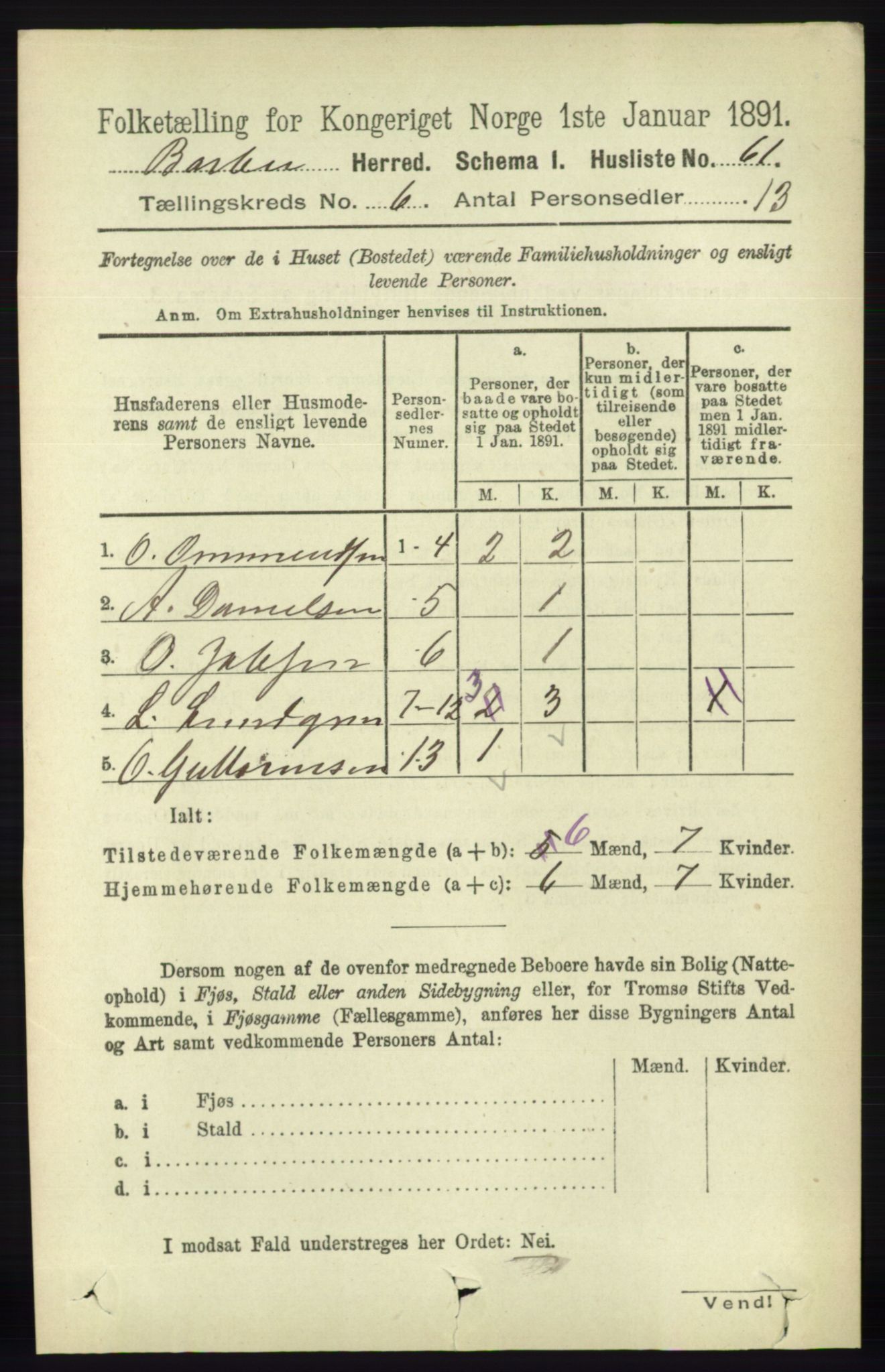 RA, 1891 census for 0990 Barbu, 1891, p. 4415