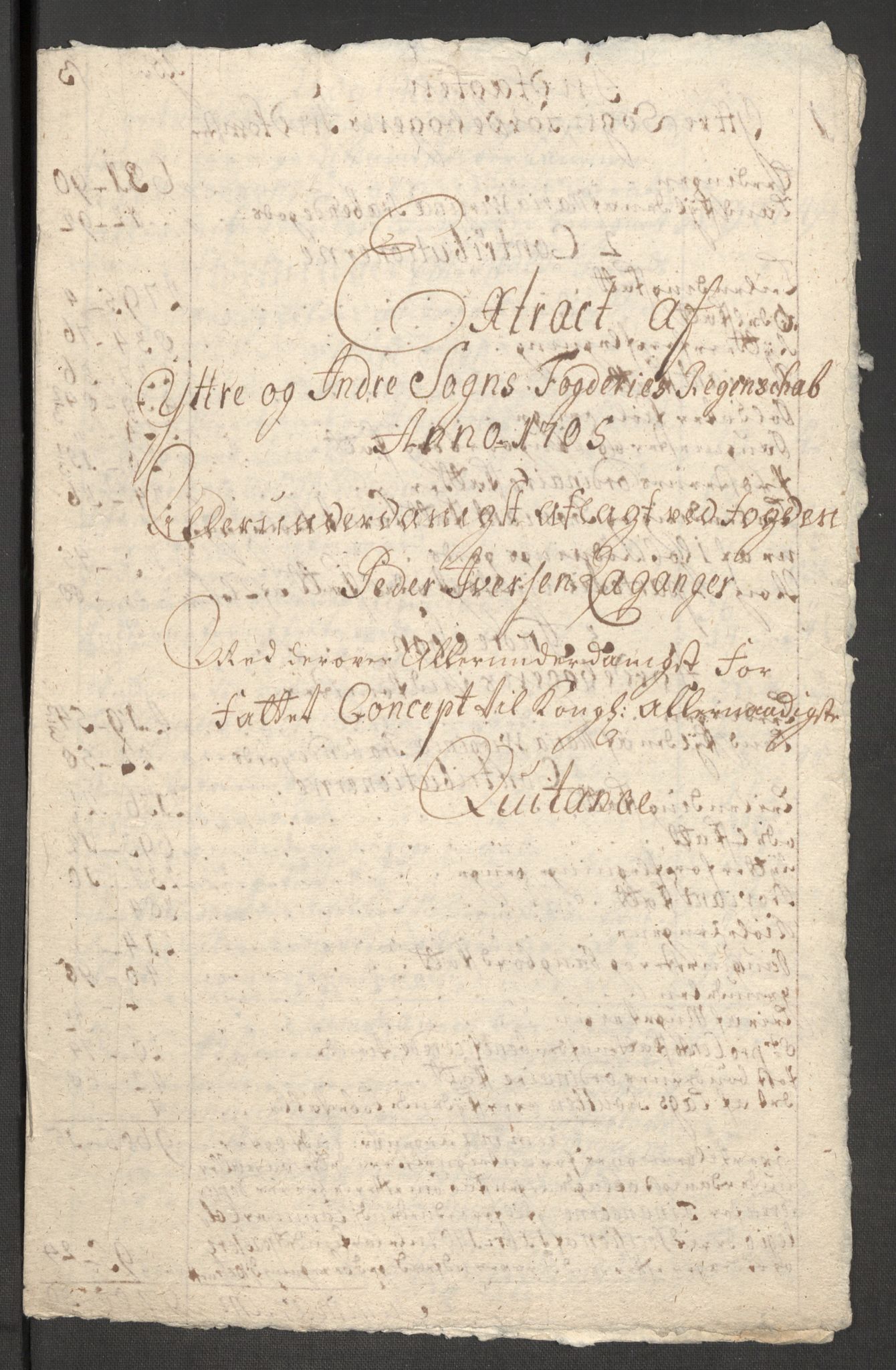 Rentekammeret inntil 1814, Reviderte regnskaper, Fogderegnskap, RA/EA-4092/R52/L3314: Fogderegnskap Sogn, 1705-1707, p. 19