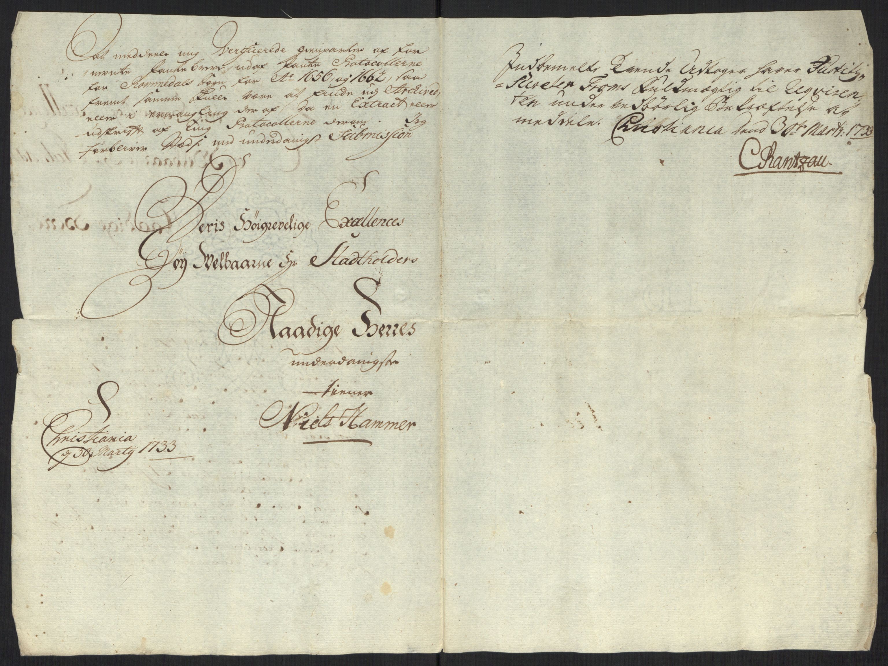 Stattholderembetet 1572-1771, RA/EA-2870/Ef/L0107: Brev fra embetsmenn og andre, 1733-1734, p. 56