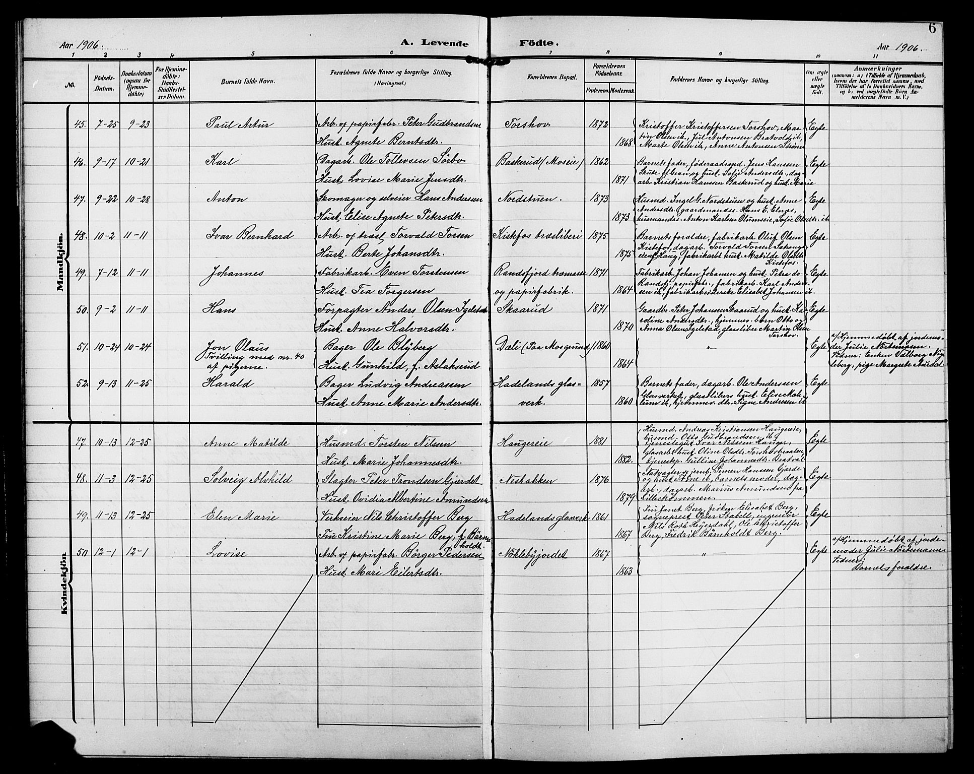 Jevnaker prestekontor, AV/SAH-PREST-116/H/Ha/Hab/L0004: Parish register (copy) no. 4, 1907-1918, p. 6