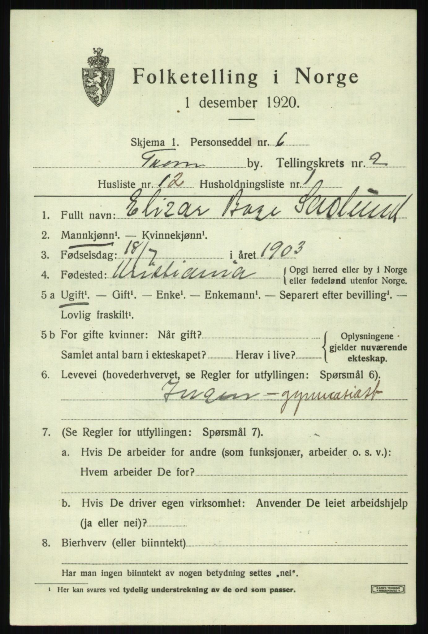 SATØ, 1920 census for Tromsø, 1920, p. 8986