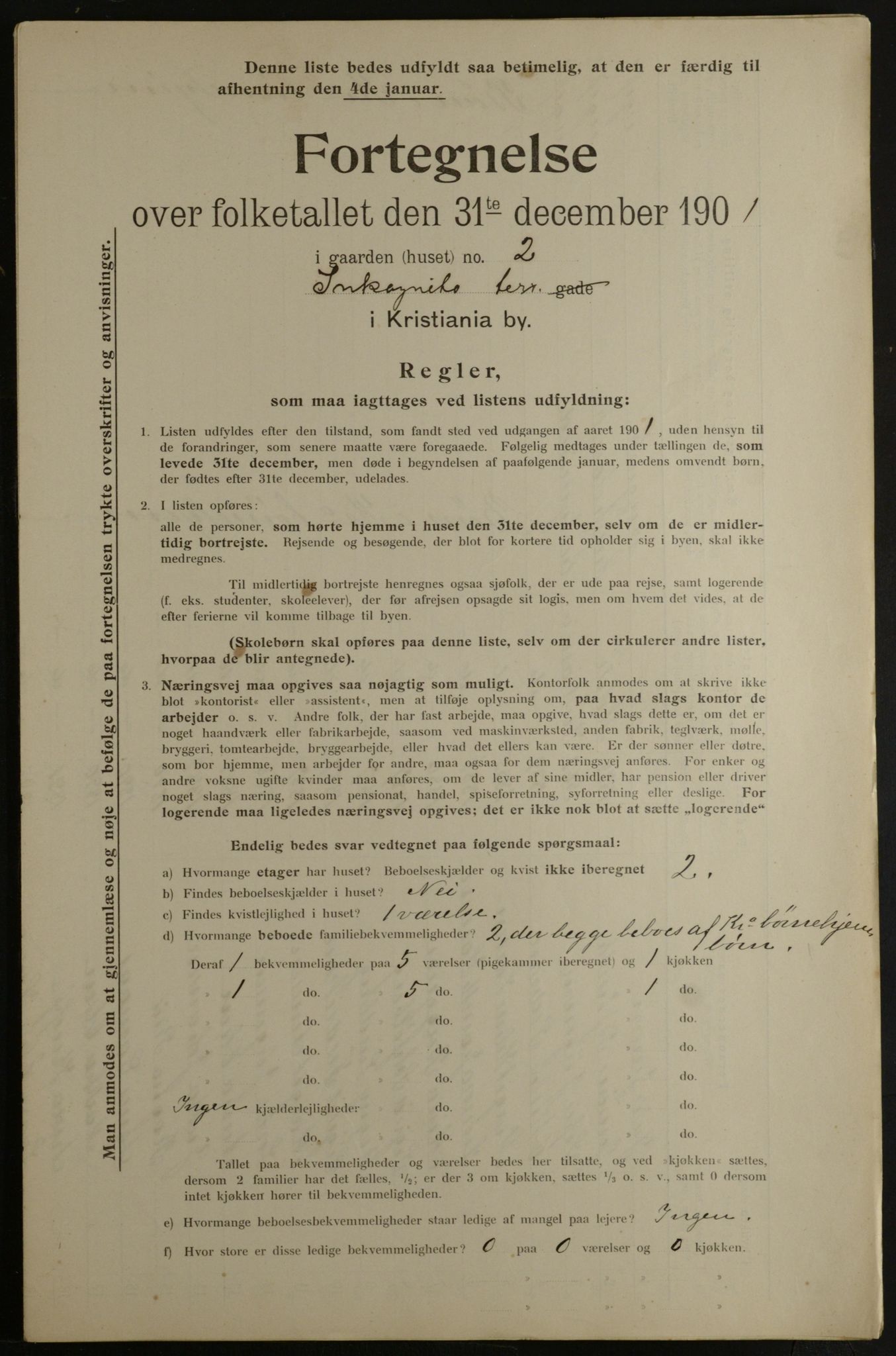 OBA, Municipal Census 1901 for Kristiania, 1901, p. 6999