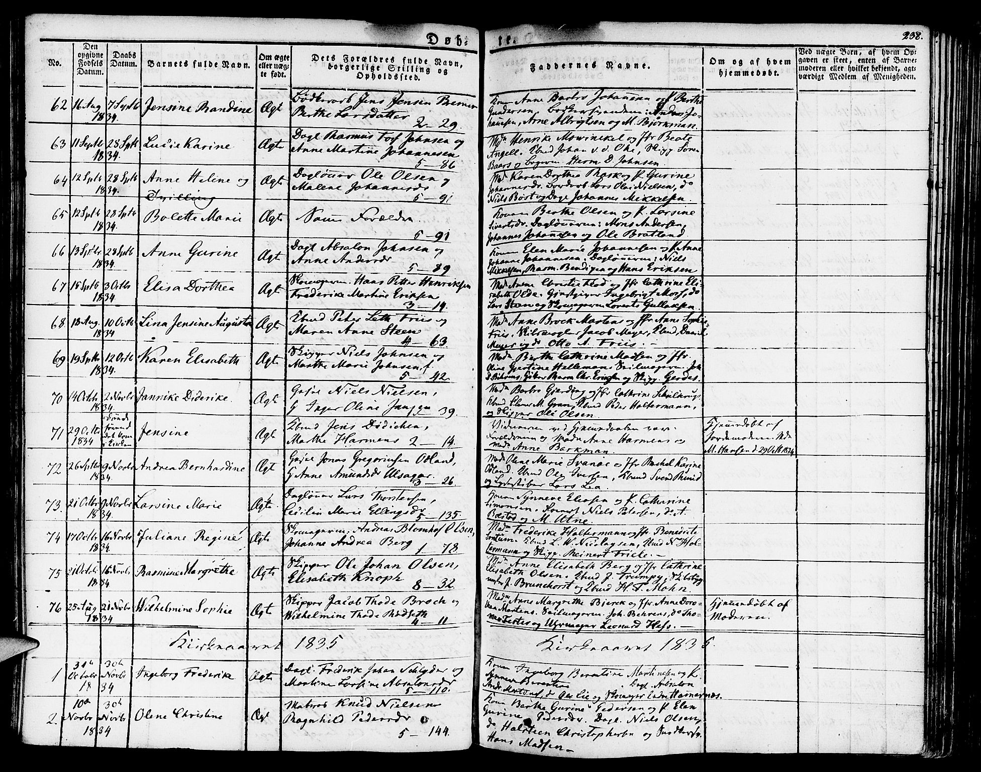 Nykirken Sokneprestembete, SAB/A-77101/H/Haa/L0012: Parish register (official) no. A 12, 1821-1844, p. 238