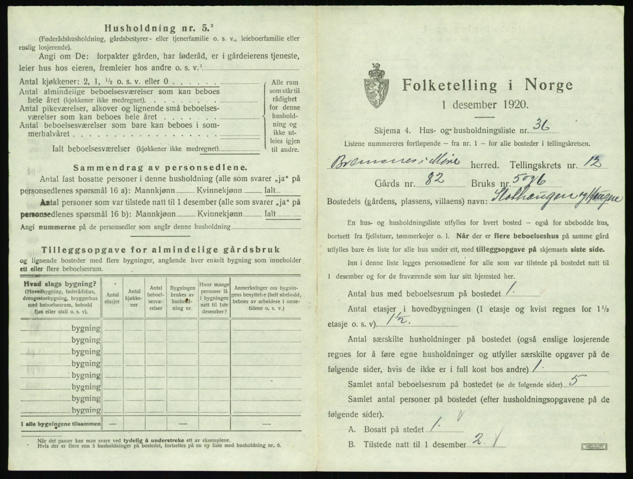 SAT, 1920 census for Bremsnes, 1920, p. 1405